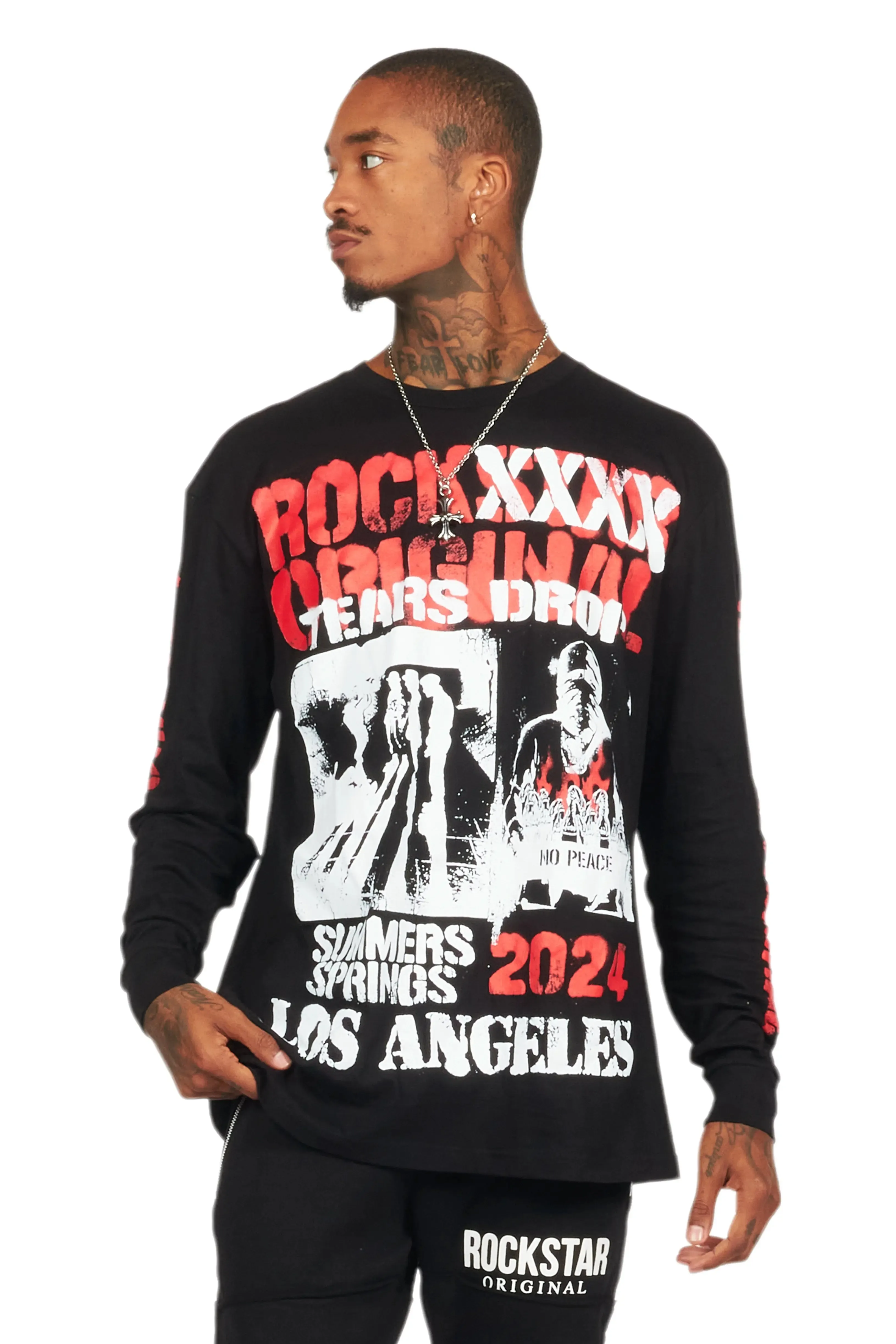 Omer Black Long Sleeve Graphic T-Shirt sold by Rockstar Original product image thumbnail 2