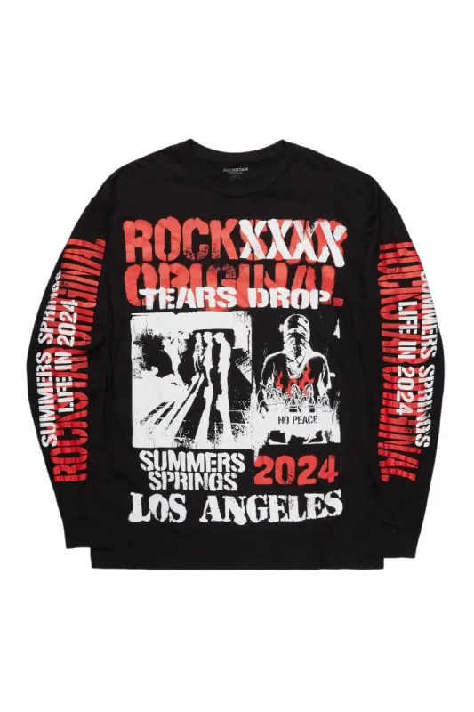Omer Black Long Sleeve Graphic T-Shirt sold by Rockstar Original