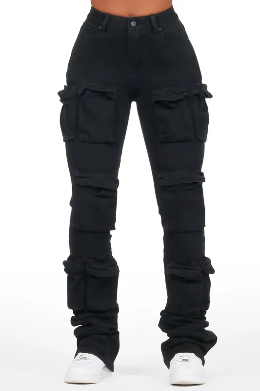 Alliyah Black Cargo Super Stacked Jean sold by Rockstar Original