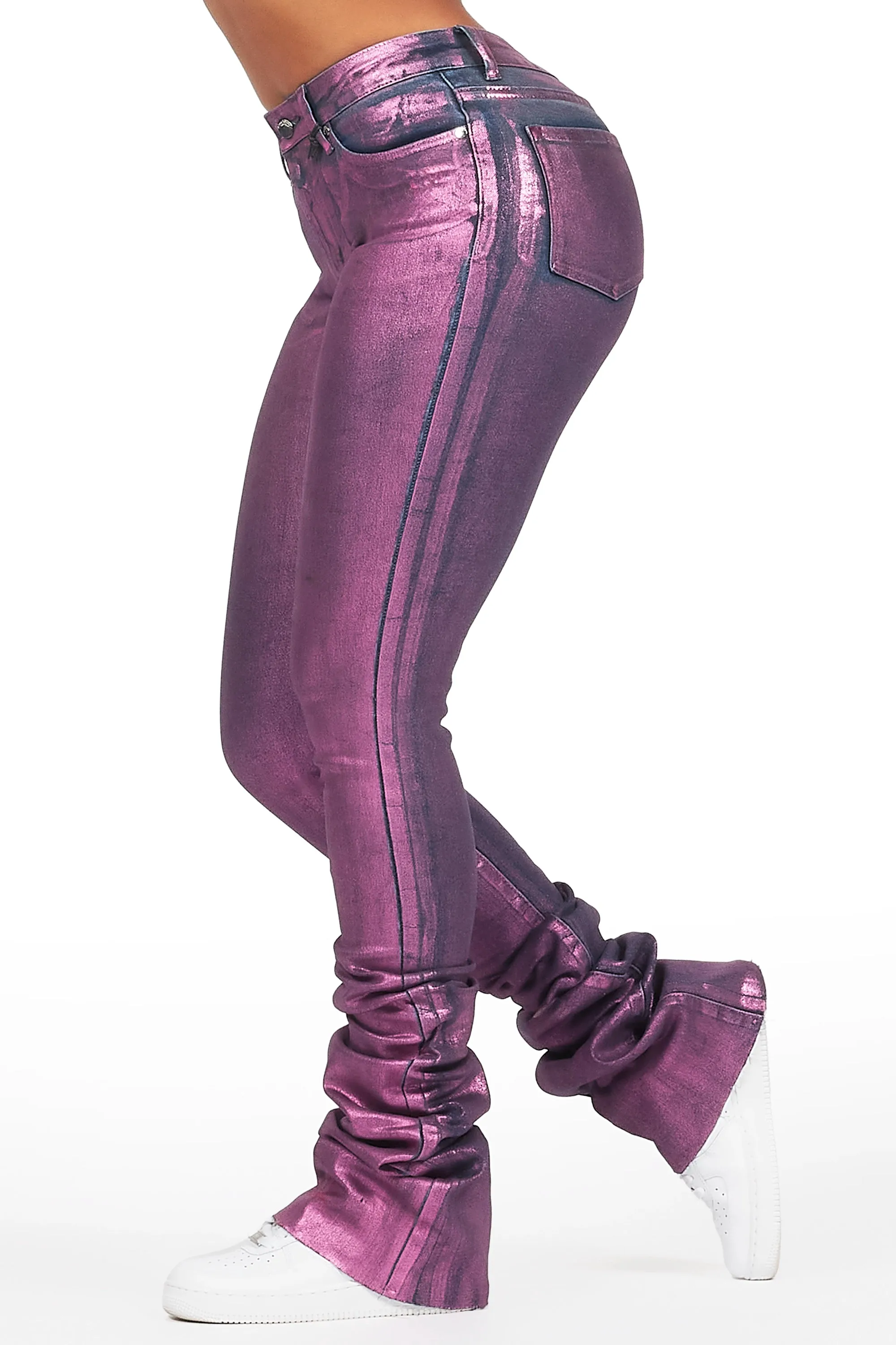 Vittoria Dark Wash/ Pink Foil Super Stacked Jean sold by Rockstar Original product image thumbnail 3