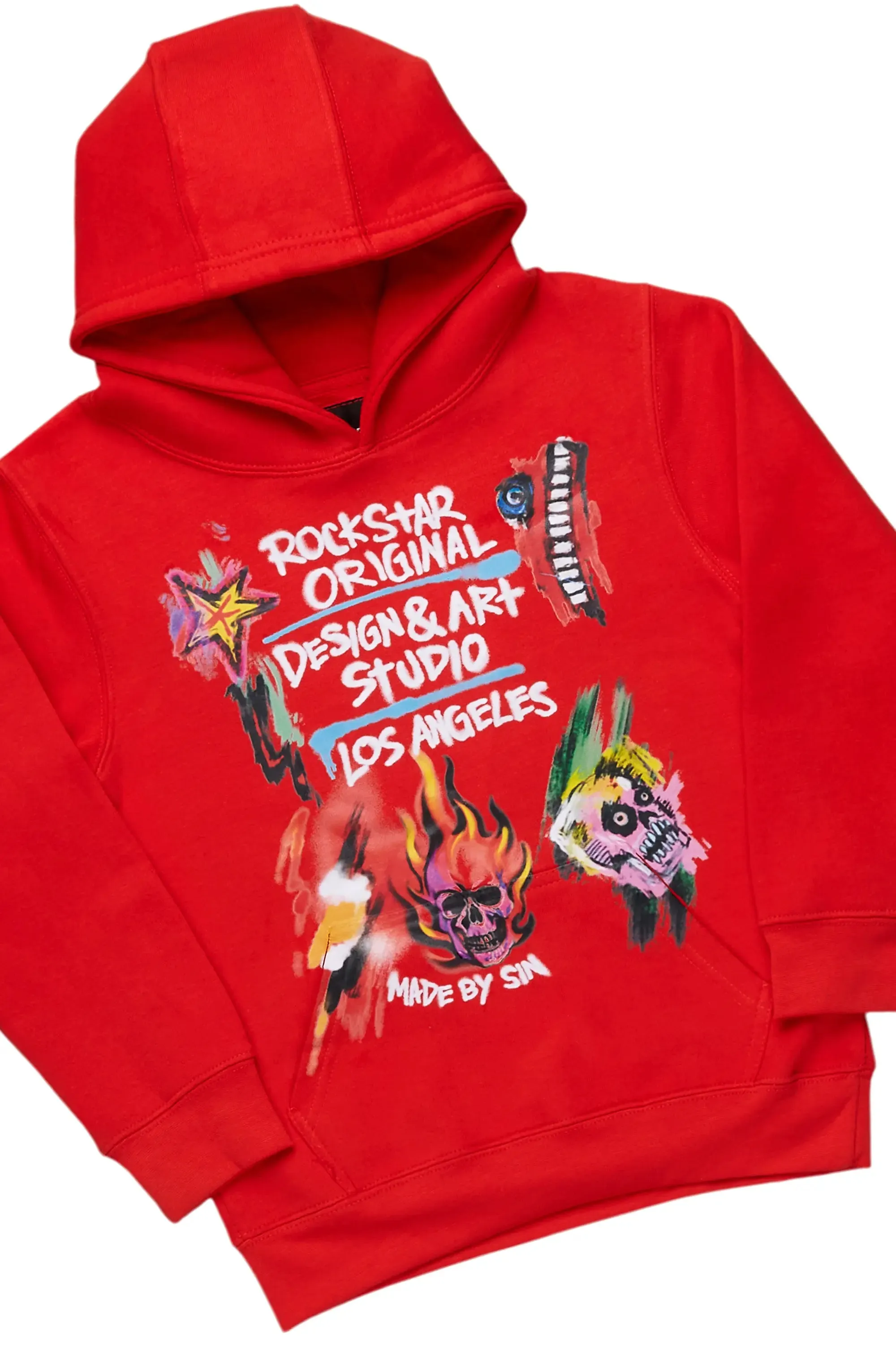 Boys Soweto Red/Black Hoodie/Stacked Flare Jean Set sold by Rockstar Original product image thumbnail 2