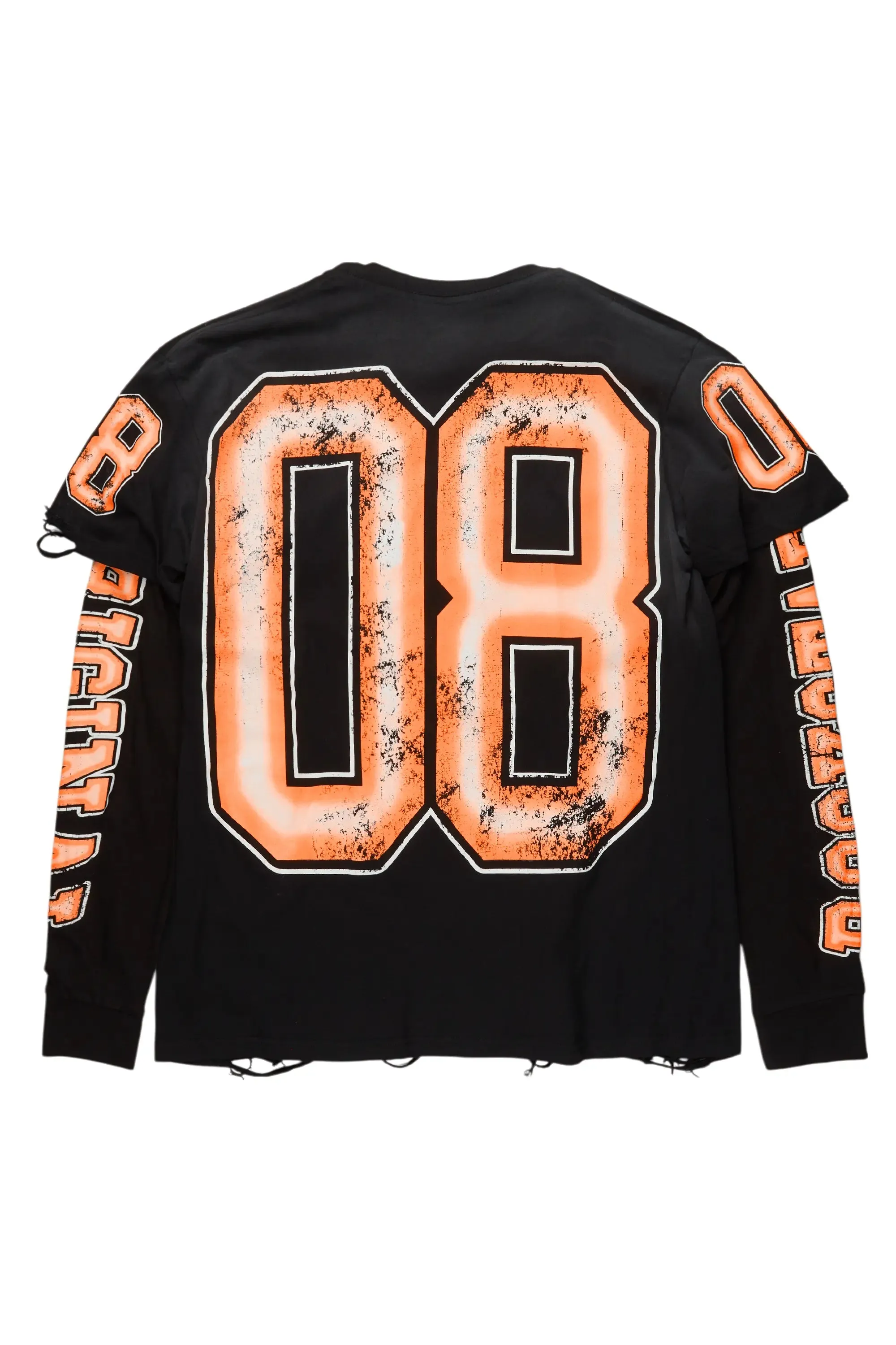 Tariqa Black/Orange Double Layer Graphic T-Shirt sold by Rockstar Original product image thumbnail 3