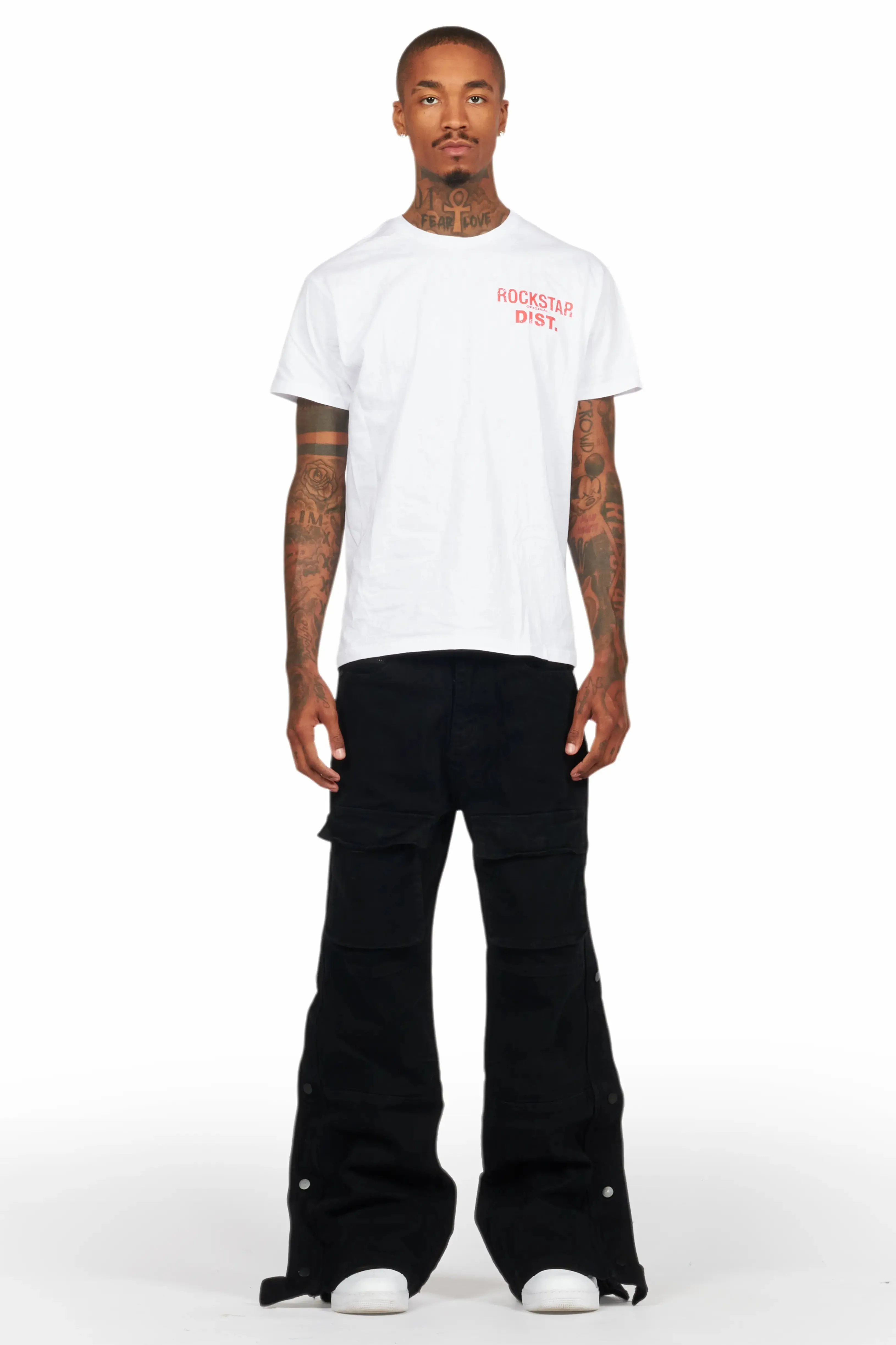 Yuri Black Stacked Cargo Flare Jean sold by Rockstar Original product image thumbnail 3