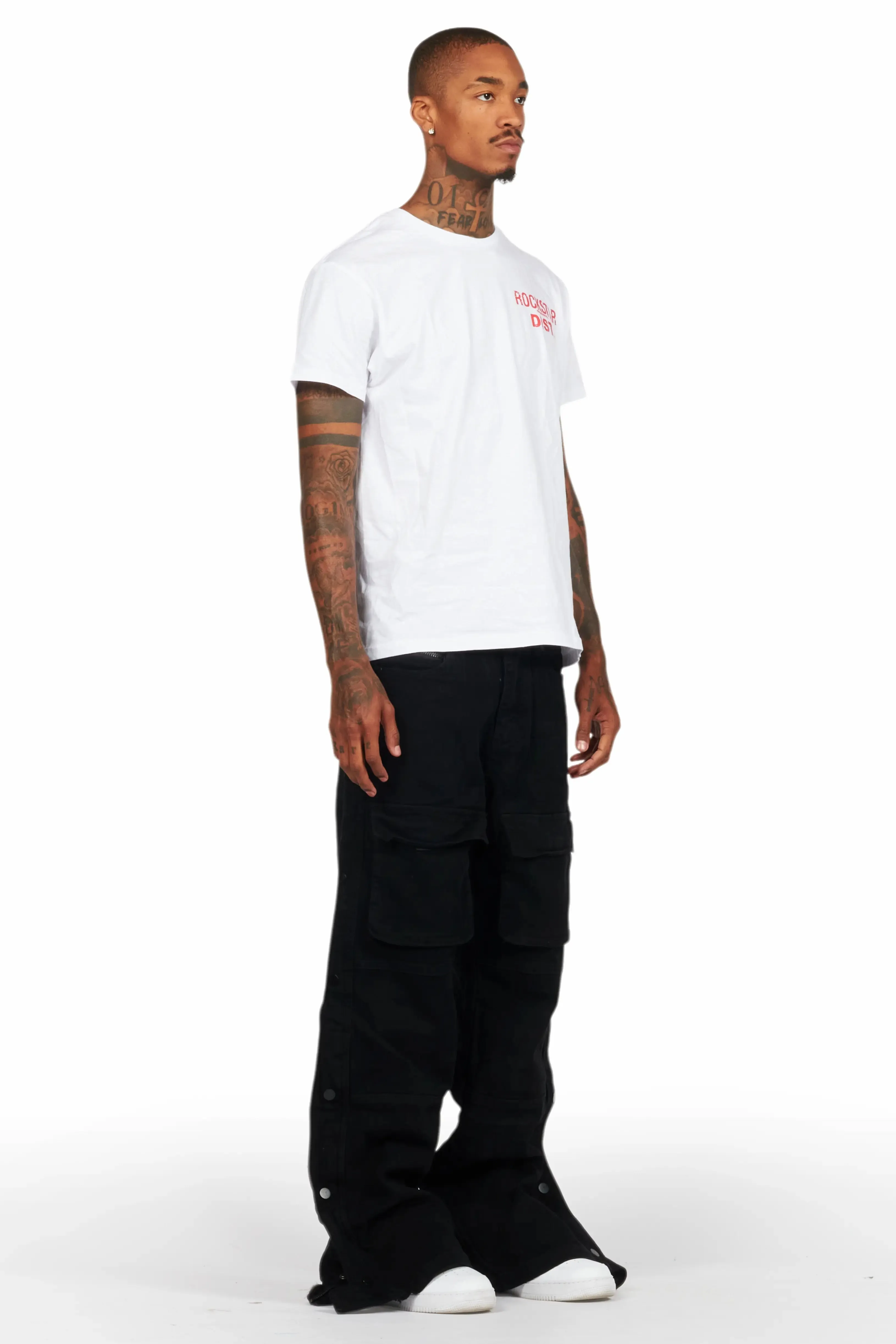 Yuri Black Stacked Cargo Flare Jean sold by Rockstar Original product image thumbnail 4