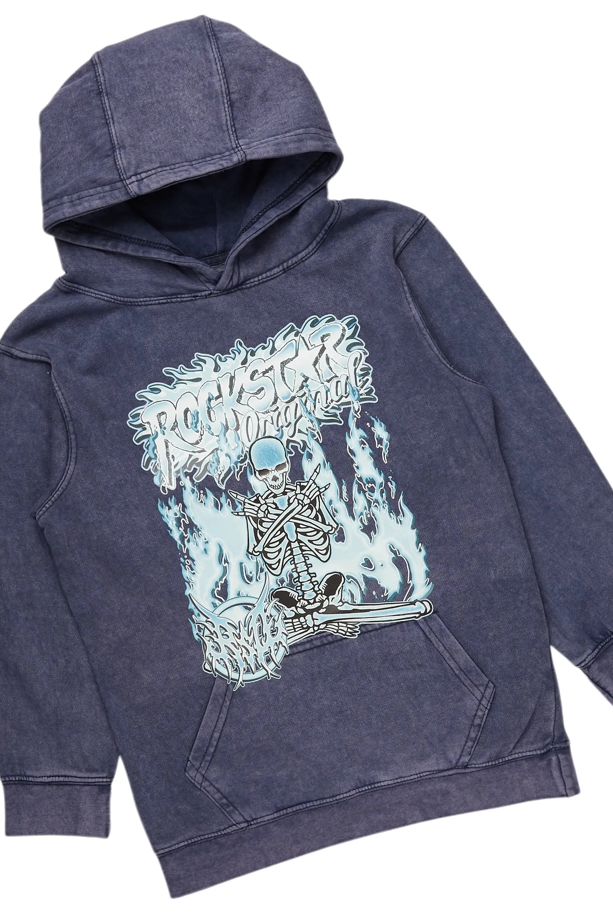 Boys Abdon Vintage Navy Hoodie/Stacked Flare Jean Set sold by Rockstar Original product image thumbnail 2