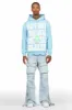 Yuri Blue Stacked Cargo Flare Jean sold by Rockstar Original
