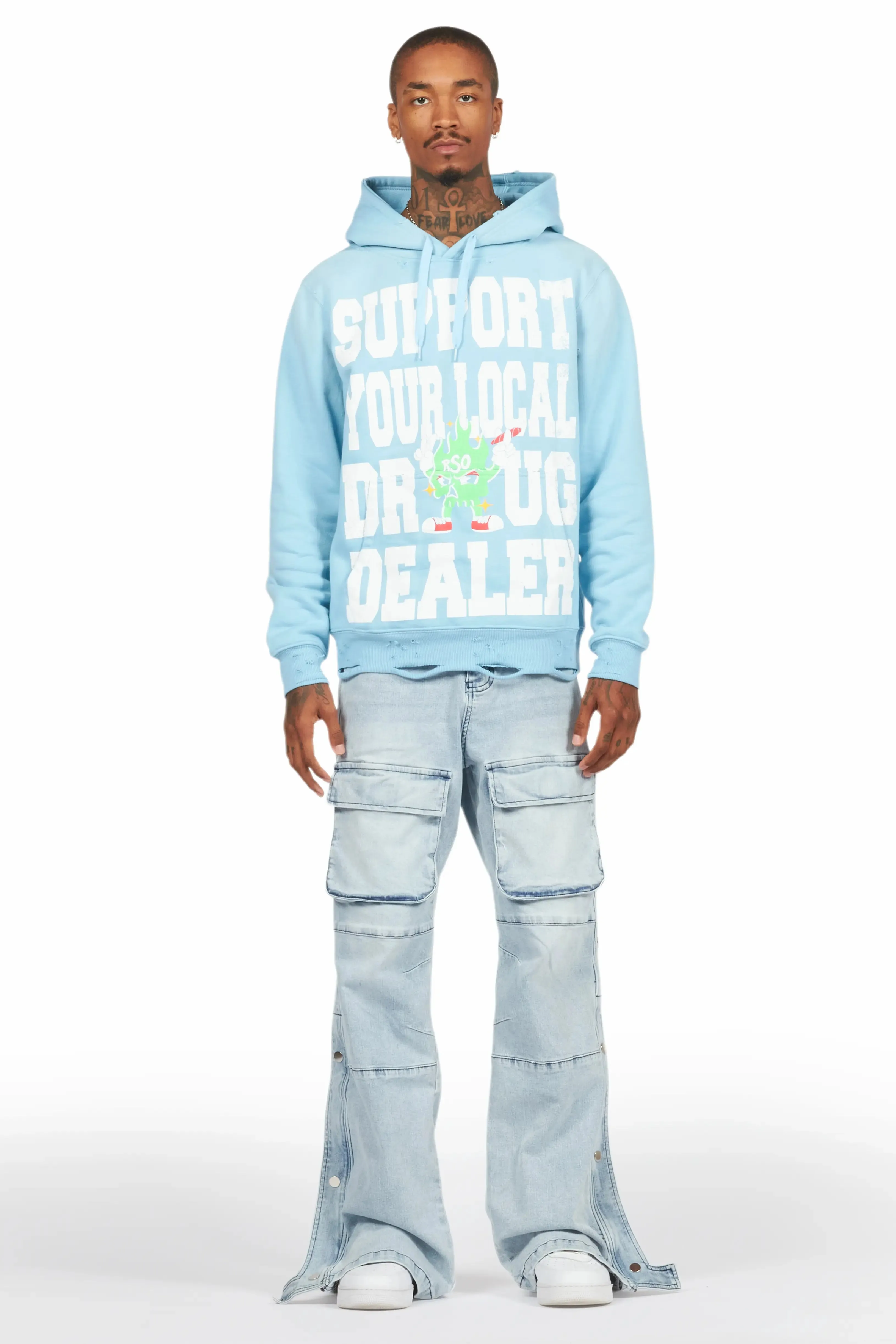 Yuri Blue Stacked Cargo Flare Jean sold by Rockstar Original product image thumbnail 2
