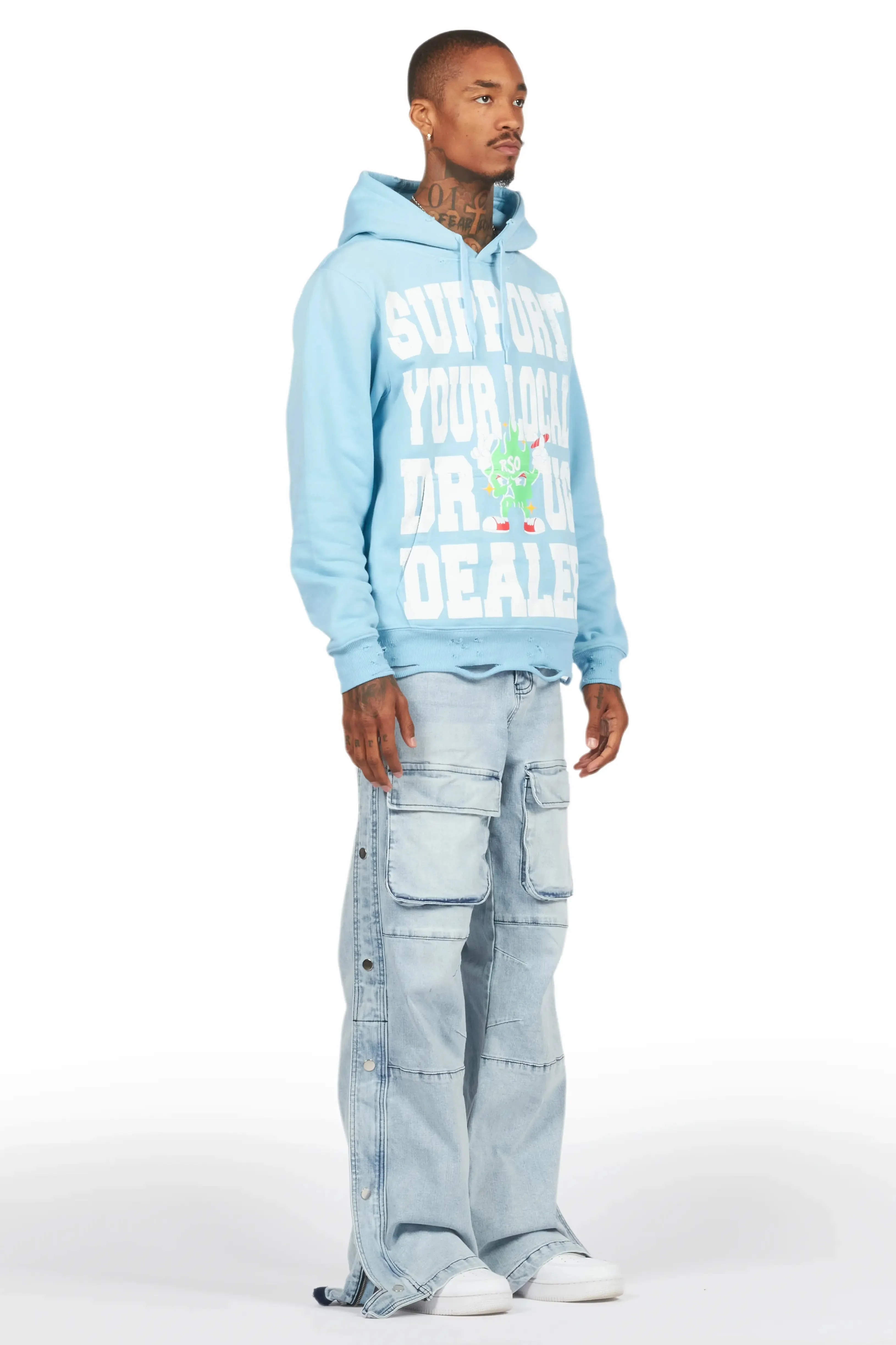 Yuri Blue Stacked Cargo Flare Jean sold by Rockstar Original product image thumbnail 4