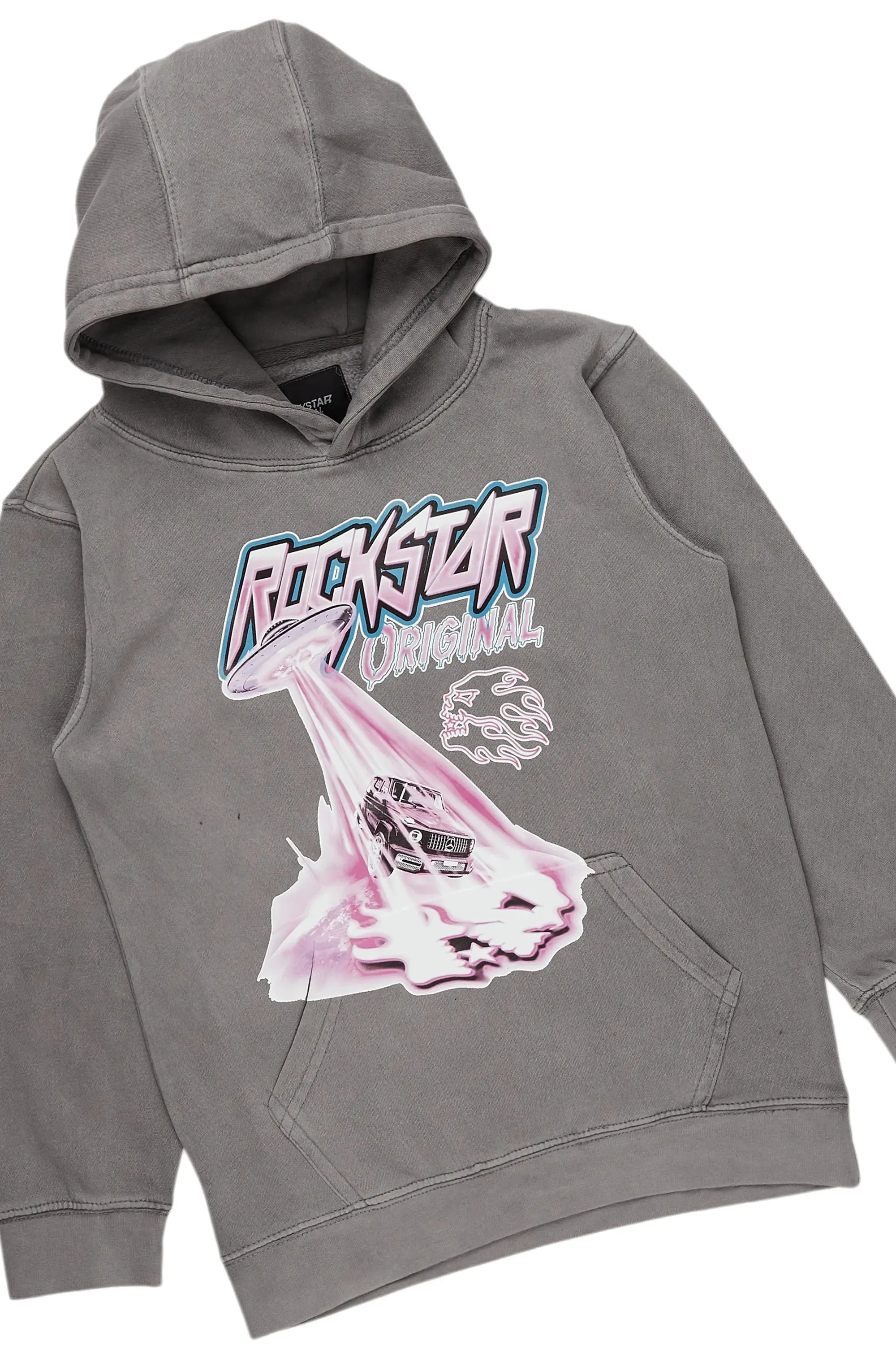 Boys Karmi Vintage Grey Hoodie/Stacked Flare Jean Set sold by Rockstar Original product image thumbnail 2