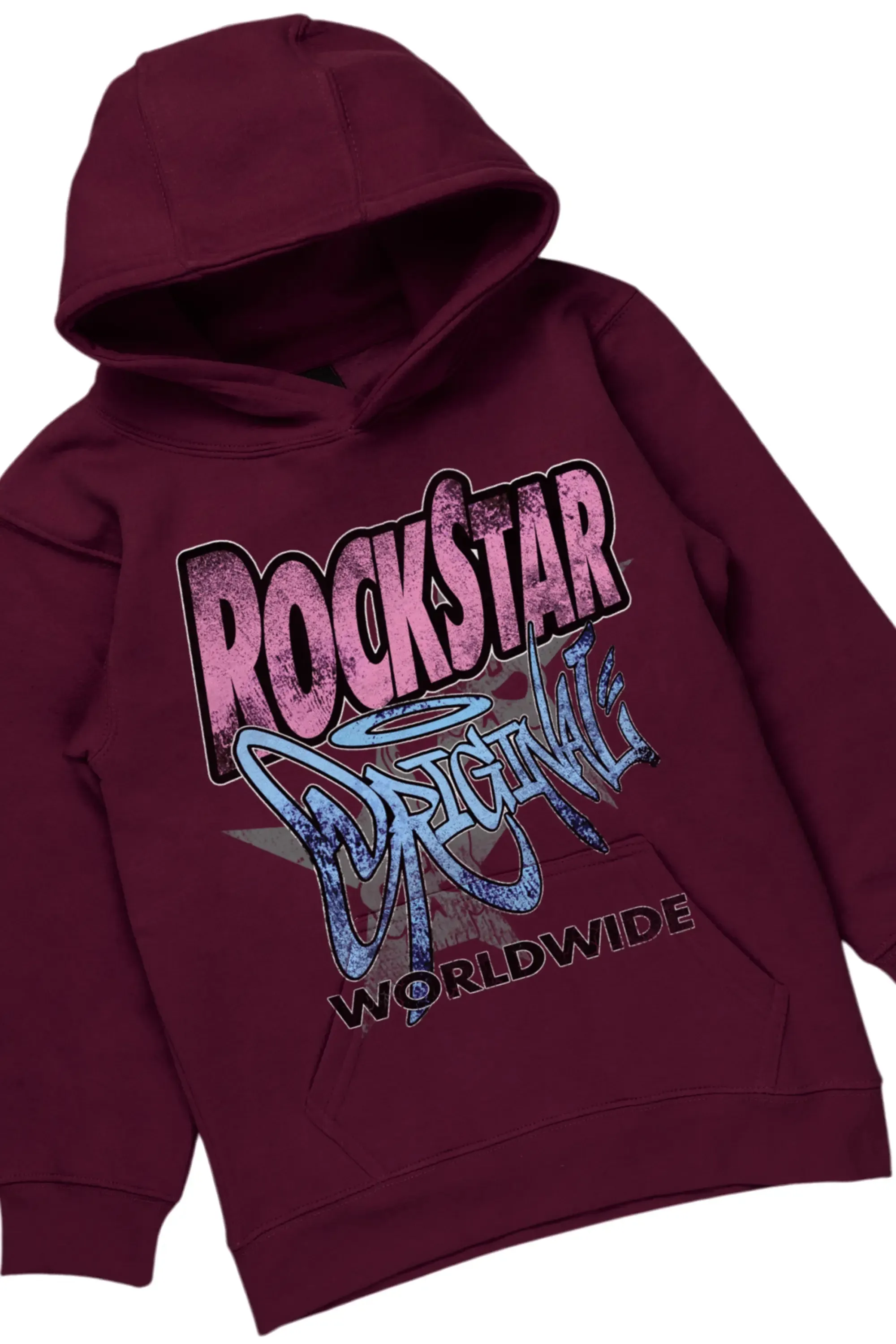Girls Kaite Maroon Hoodie/Stacked Flare Jean Set sold by Rockstar Original product image thumbnail 2