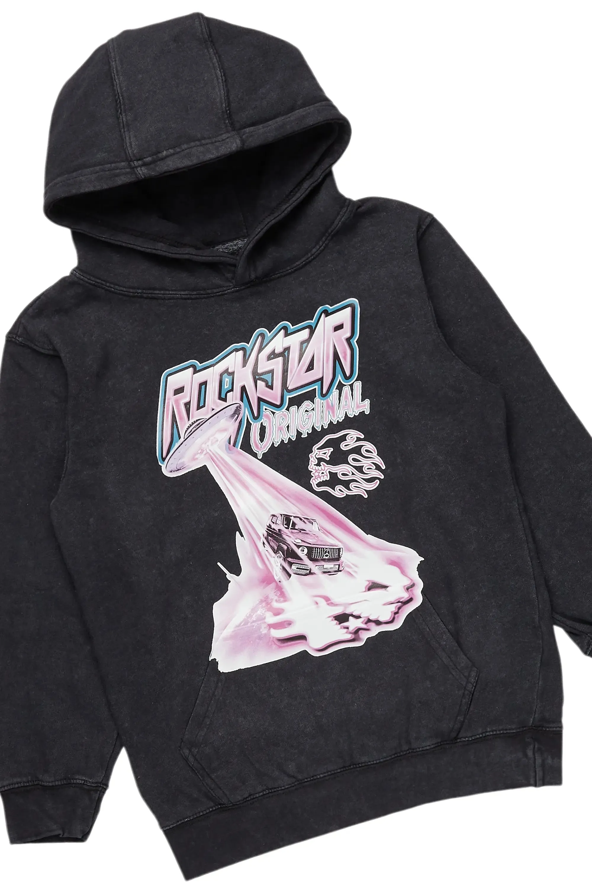 Boys Bede Vintage Black Hoodie/Stacked Flare Jean Set sold by Rockstar Original product image thumbnail 2