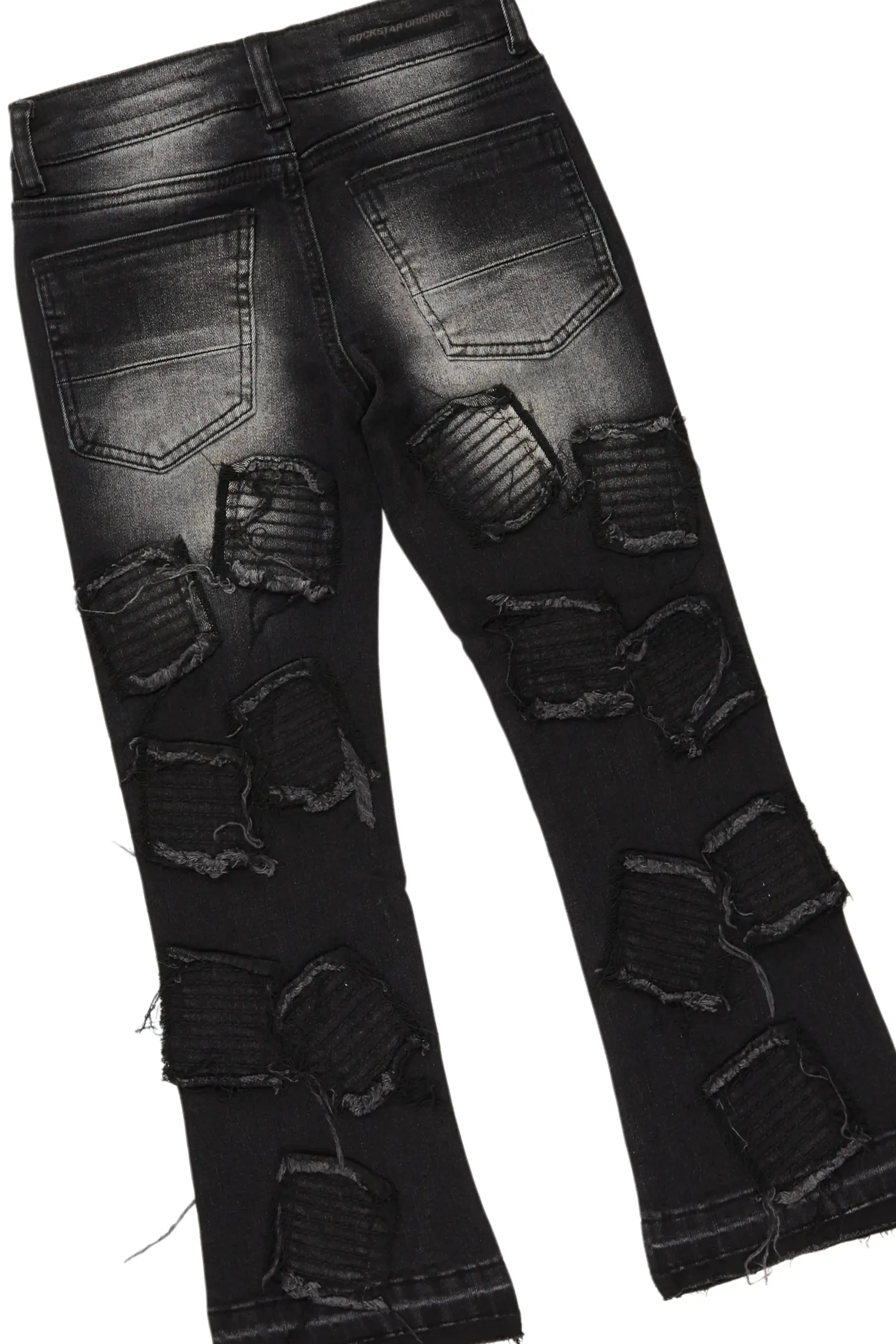 Boys Bede Vintage Black Hoodie/Stacked Flare Jean Set sold by Rockstar Original product image thumbnail 4