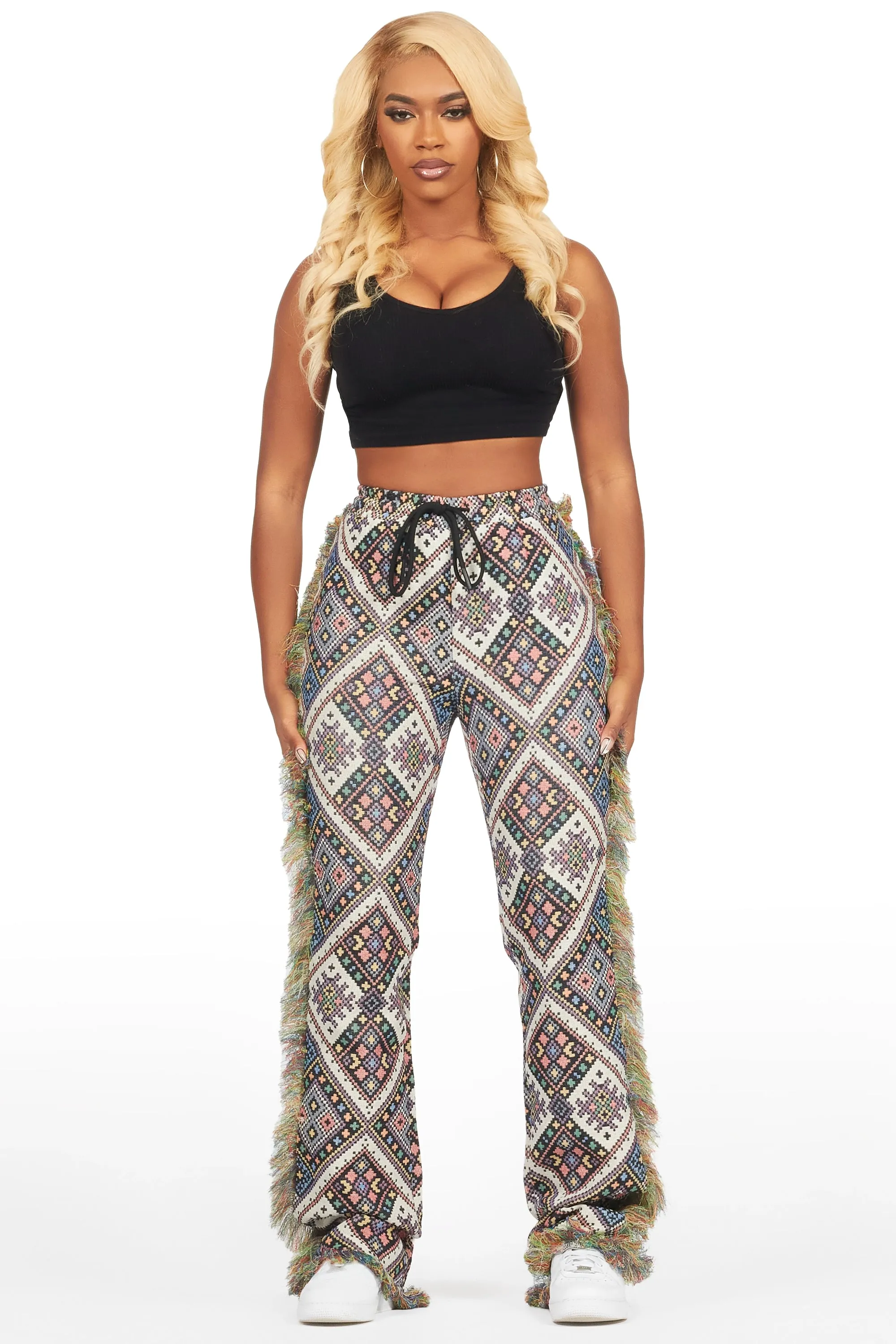 Missy Black Multi Print Tapestry Stacked Pant sold by Rockstar Original product image thumbnail 2