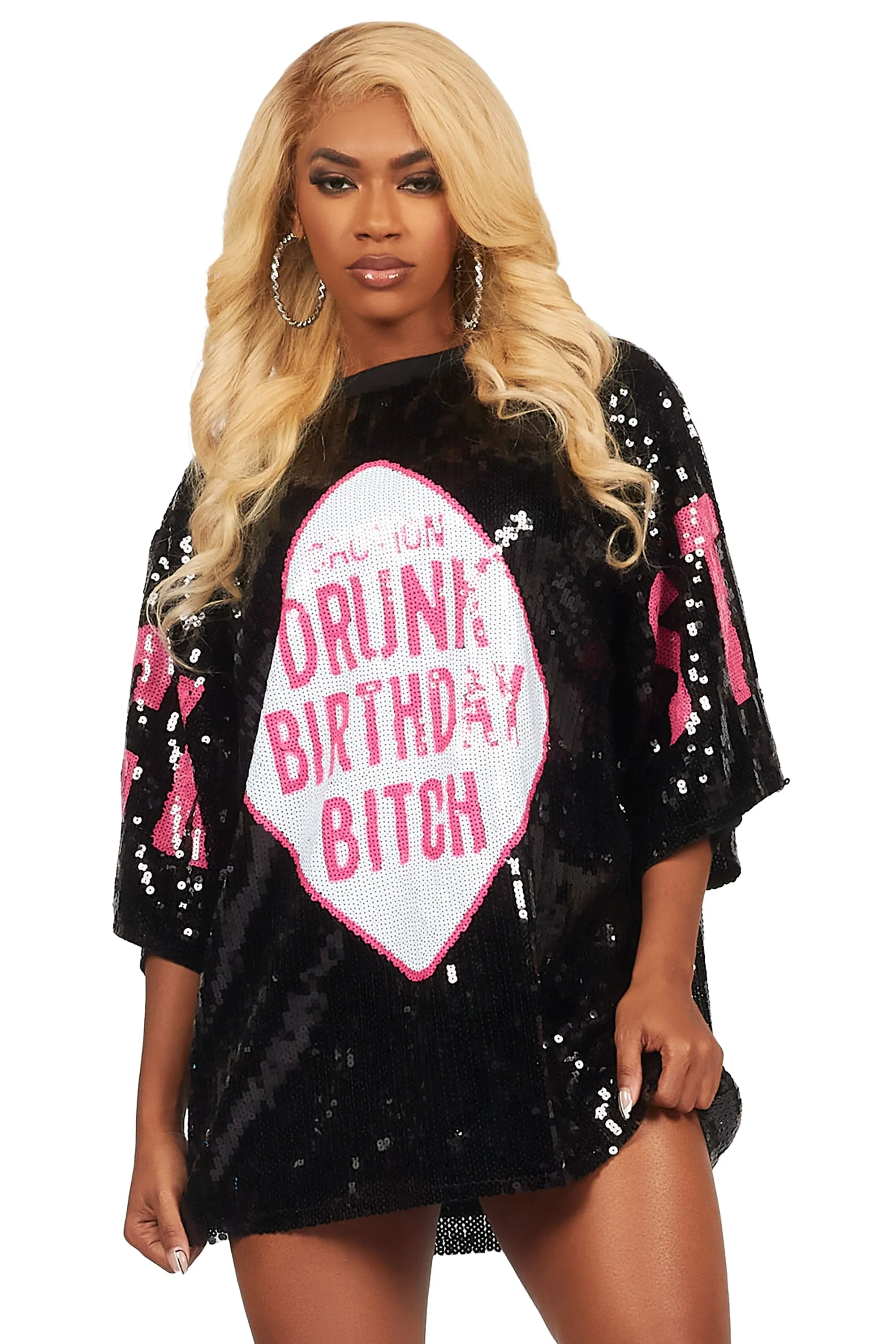 Birthday Bitch Black Sequin Mini Dress sold by Rockstar Original product image thumbnail 3
