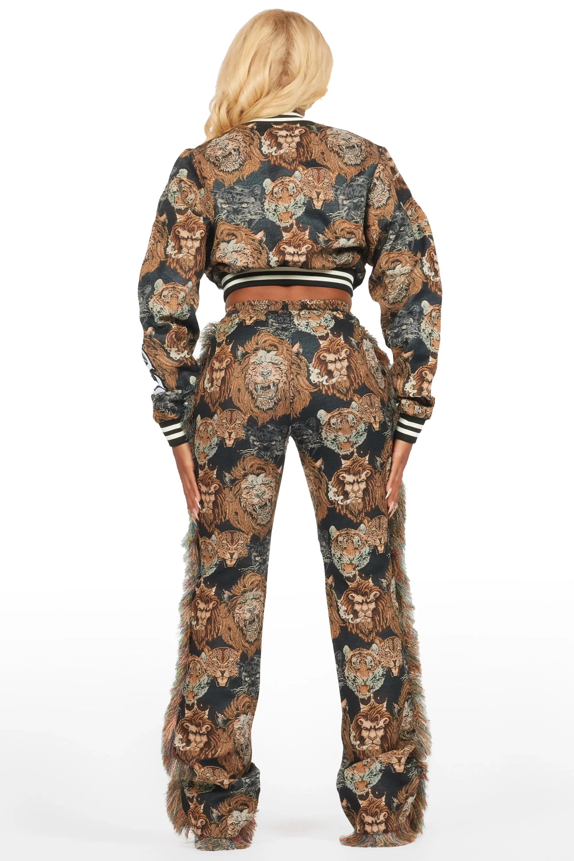 Ilishia Black Animal Print Tapestry Stacked Pant sold by Rockstar Original product image thumbnail 5