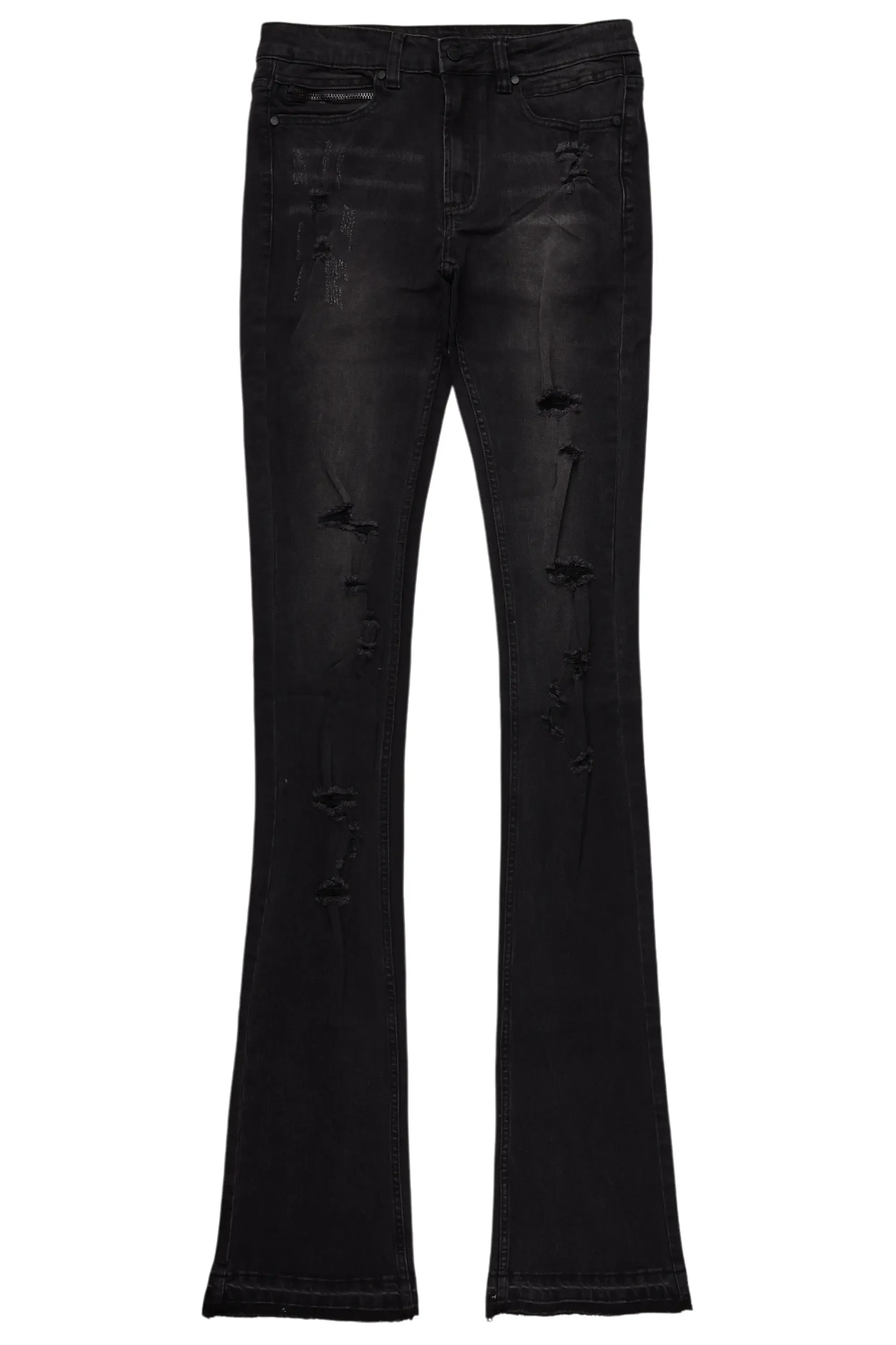 Stellan Dark Grey Super Stacked Flare Jean sold by Rockstar Original