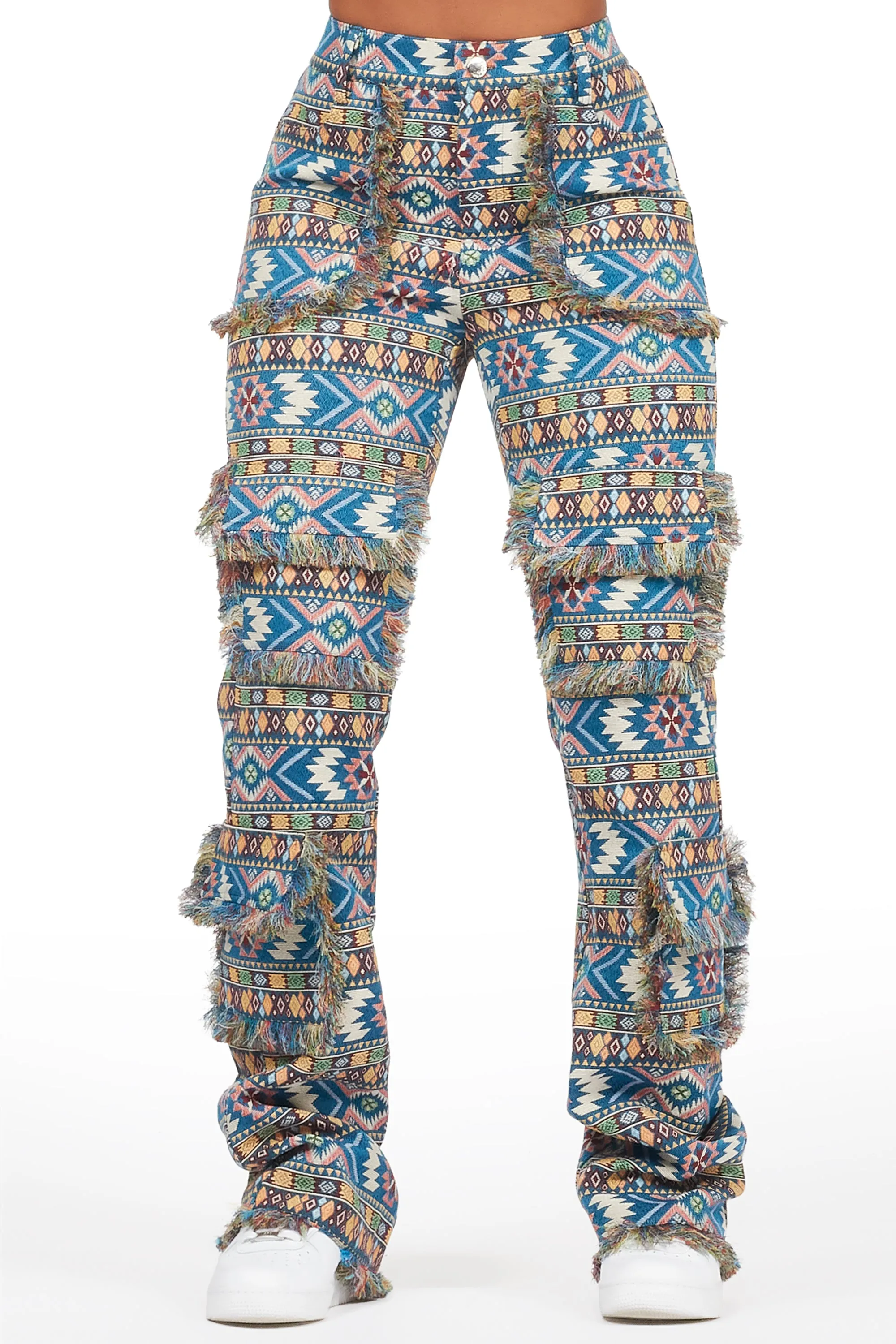 Ferlanda Blue Cargo Tapestry Stacked Pant sold by Rockstar Original