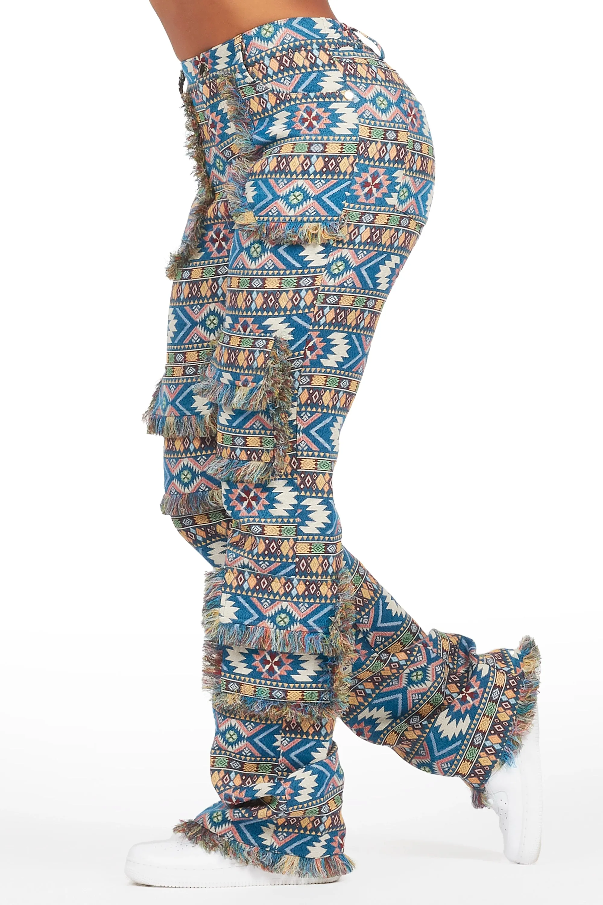 Ferlanda Blue Cargo Tapestry Stacked Pant sold by Rockstar Original product image thumbnail 3