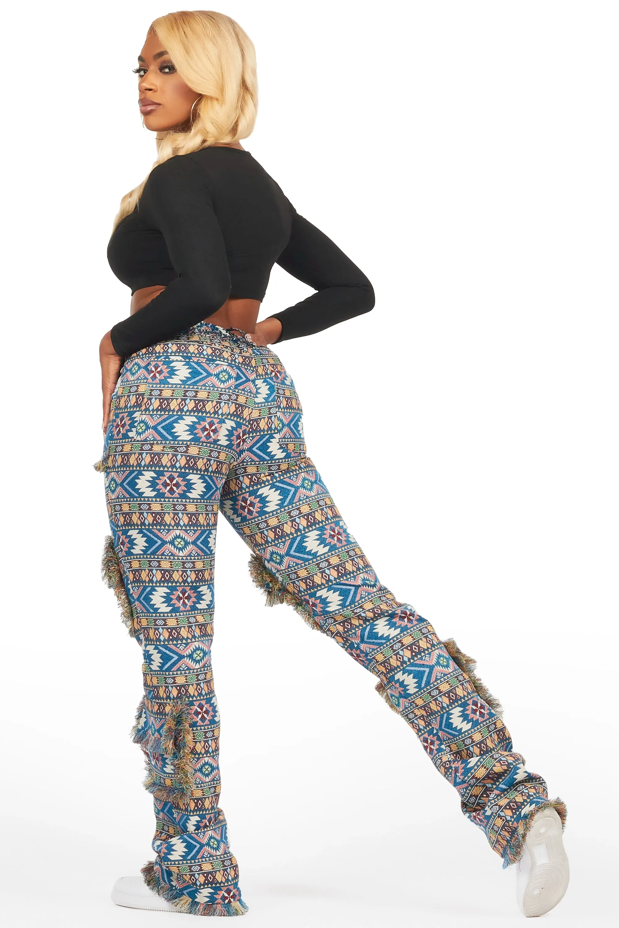 Ferlanda Blue Cargo Tapestry Stacked Pant sold by Rockstar Original product image thumbnail 5