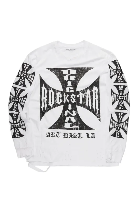Udell White Long Sleeve Graphic T-Shirt sold by Rockstar Original