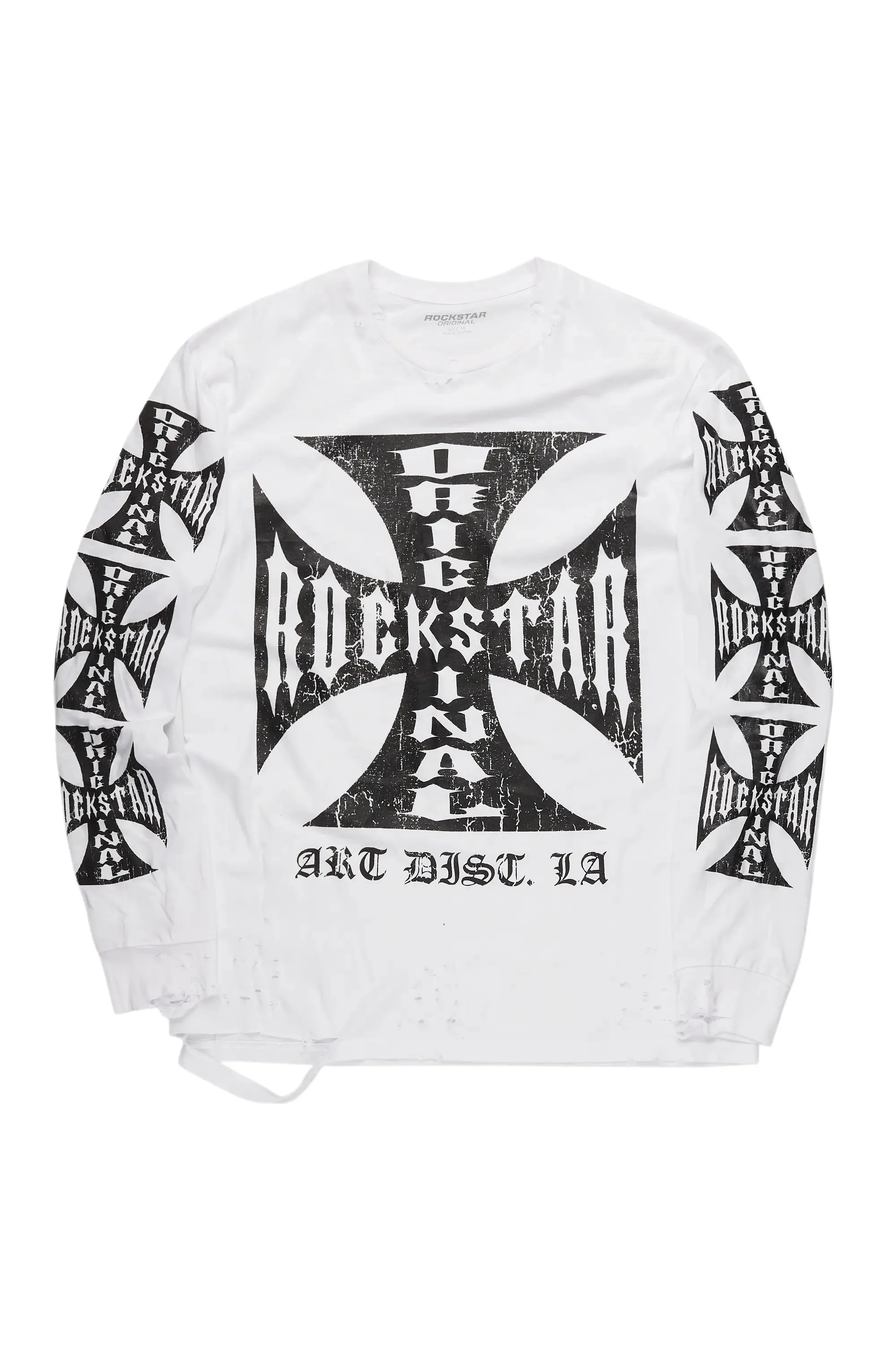Udell White Long Sleeve Graphic T-Shirt sold by Rockstar Original