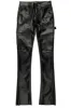 Quatz Black Leather Stacked Flare Jean sold by Rockstar Original