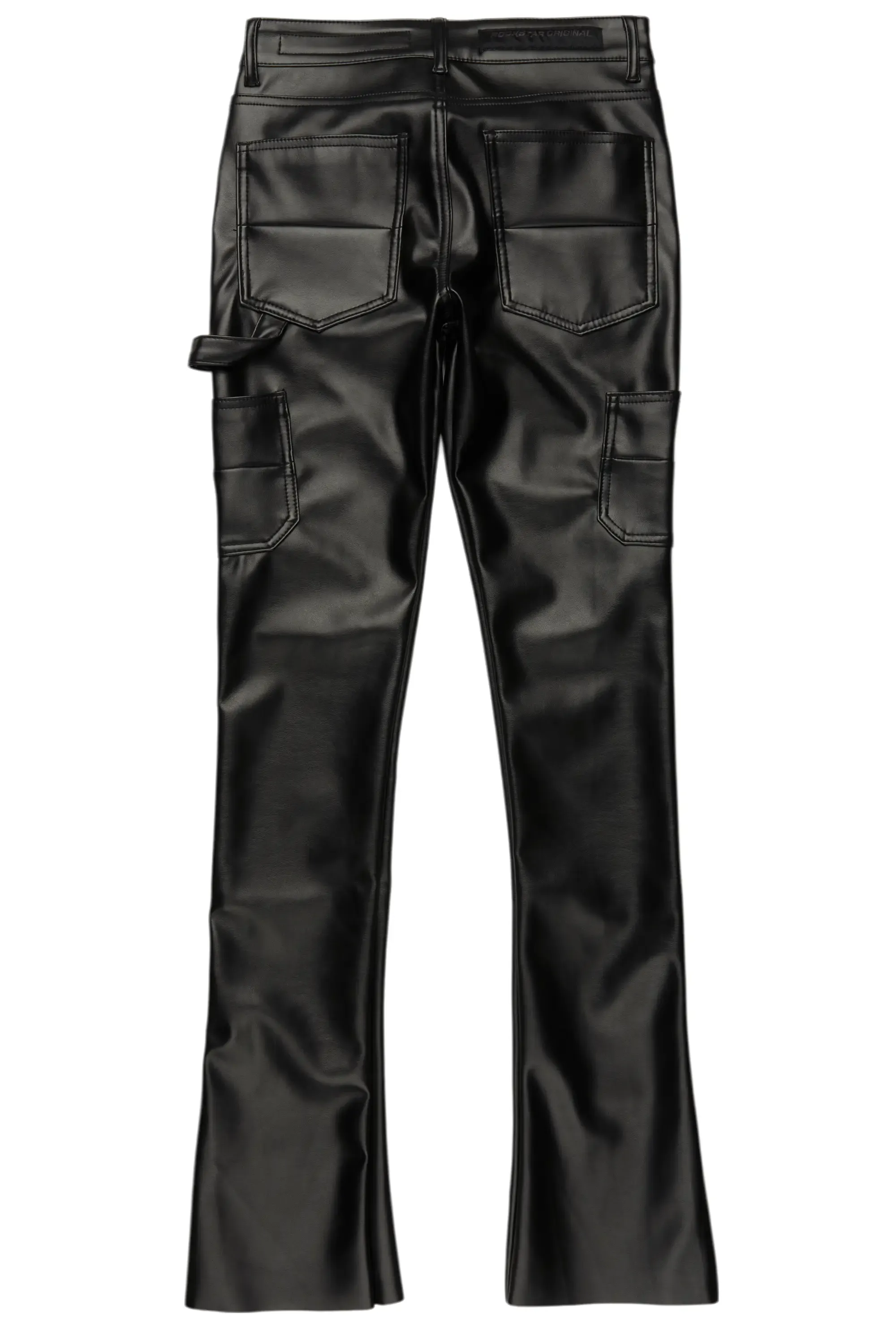 Quatz Black Leather Stacked Flare Jean sold by Rockstar Original product image thumbnail 3