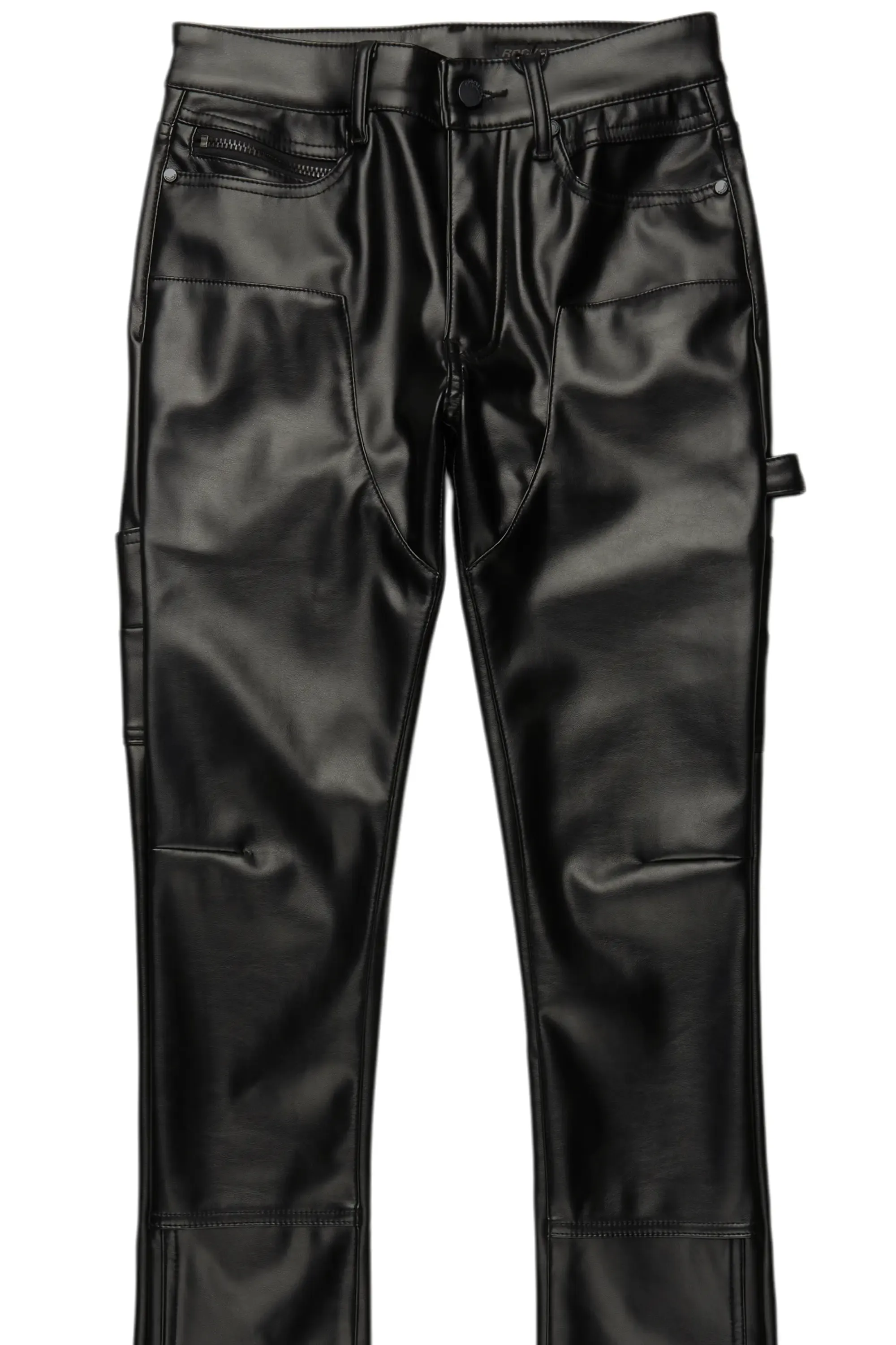 Quatz Black Leather Stacked Flare Jean sold by Rockstar Original product image thumbnail 2