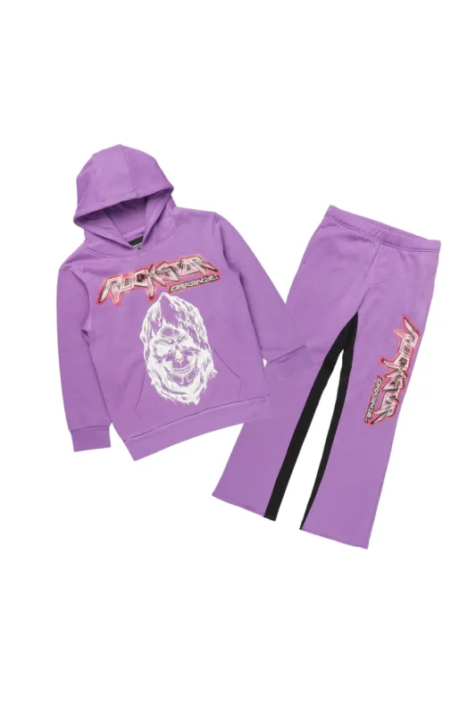 Boys Santino Purple Baggy Stacked Track Set sold by Rockstar Original