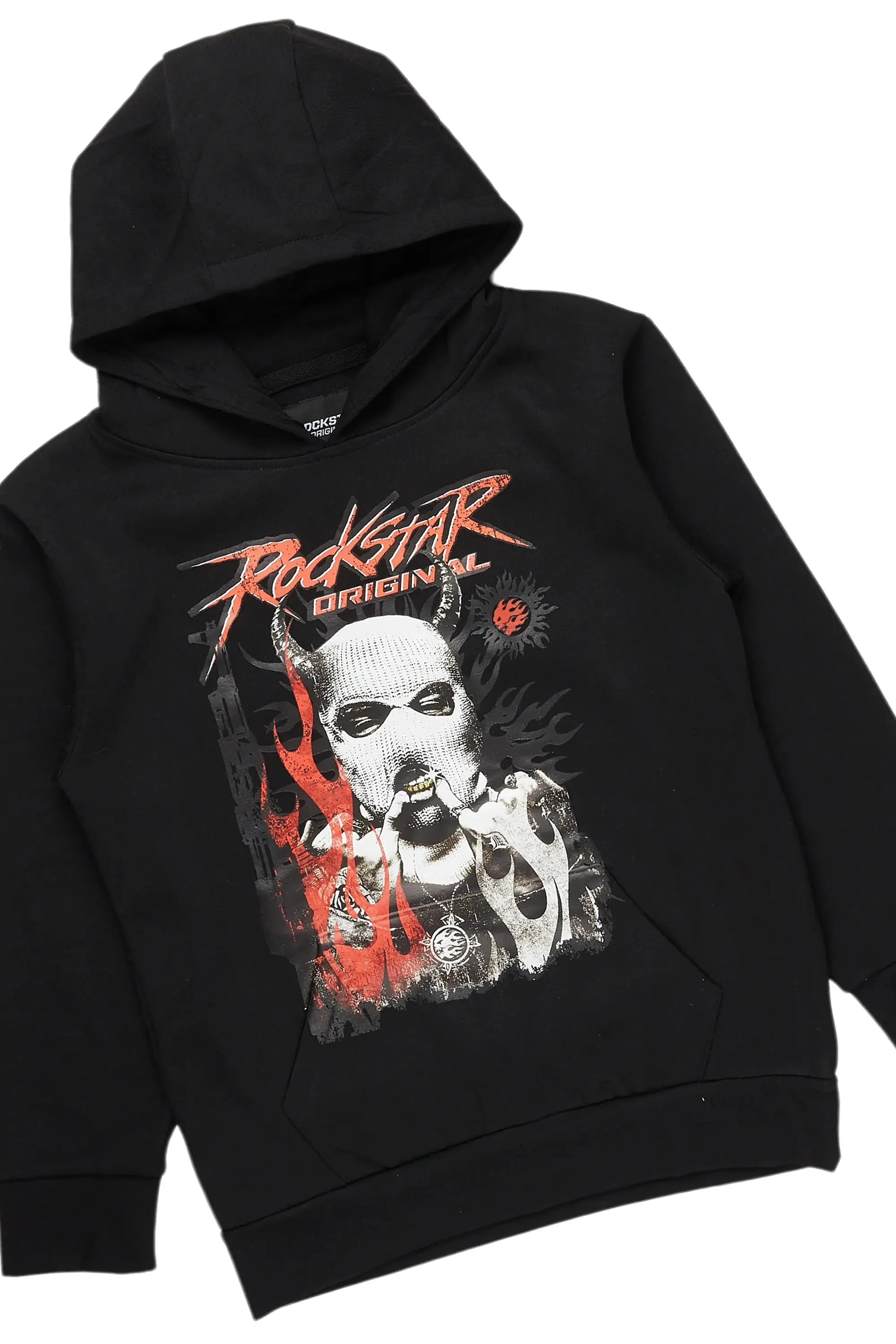 Boys Karlos Black Baggy Stacked Track Set sold by Rockstar Original product image thumbnail 2