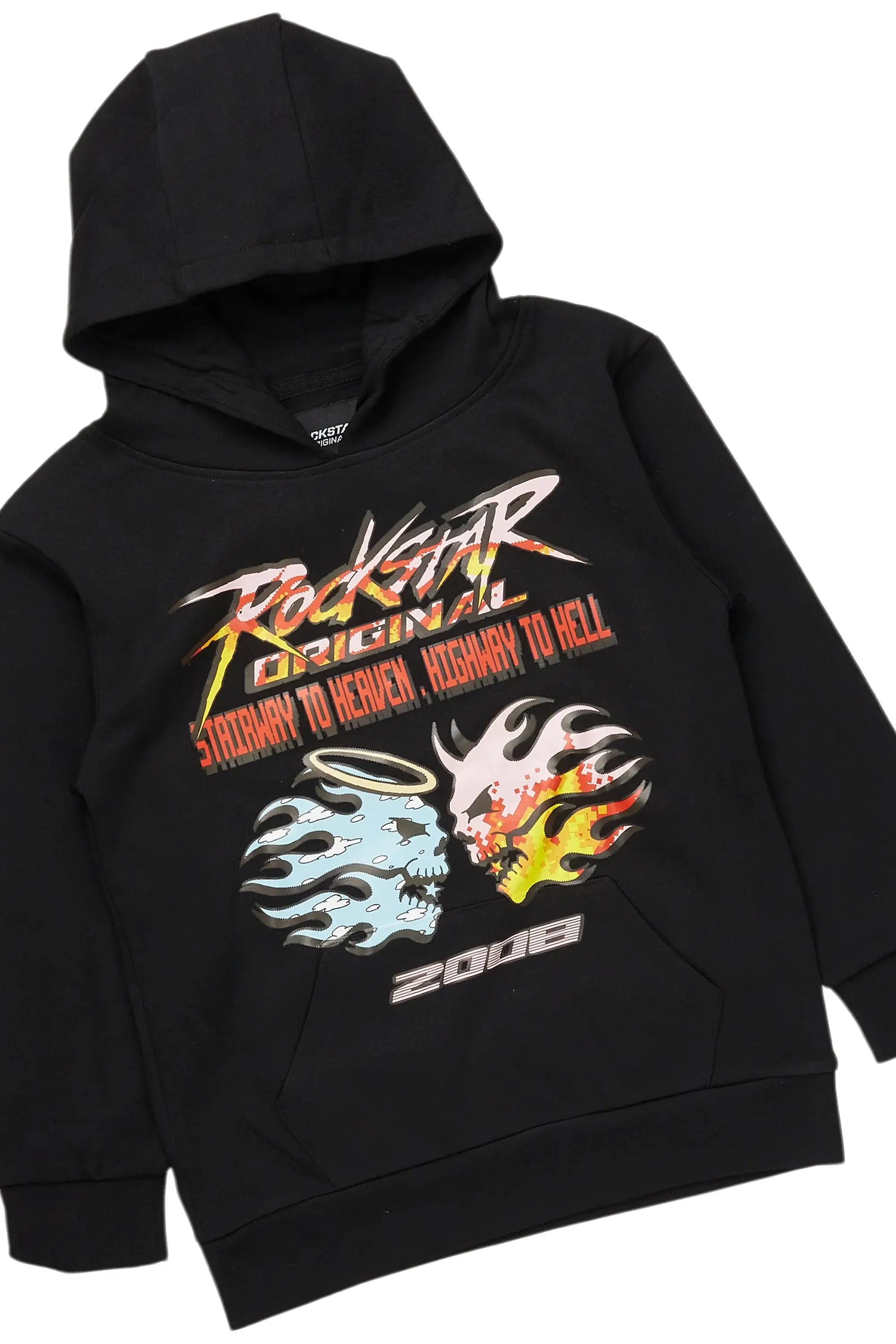 Boys Pedro Black Baggy Stacked Track Set sold by Rockstar Original product image thumbnail 2