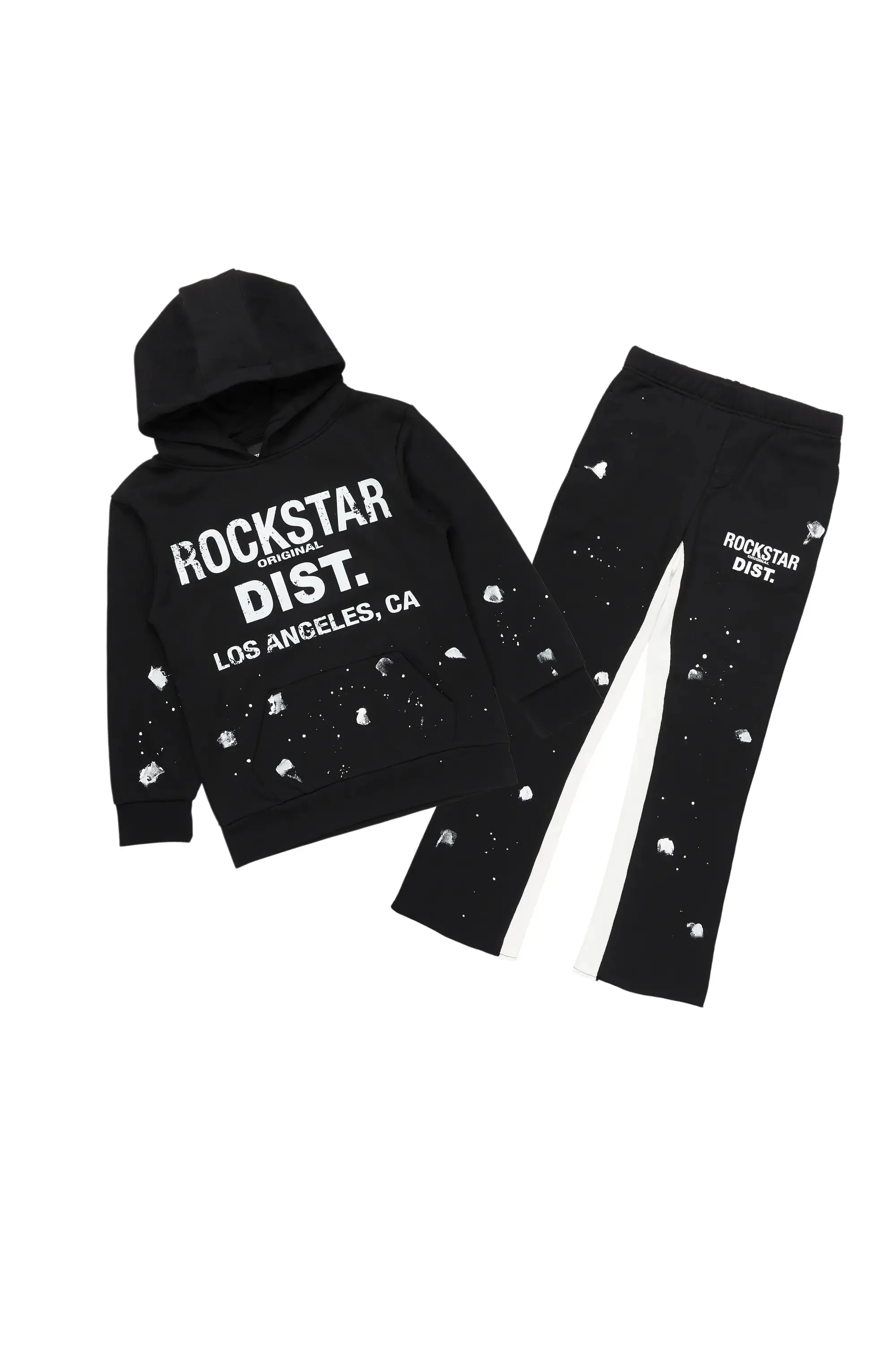 Boys Scottie Black/White Baggy Stacked Track Set sold by Rockstar Original