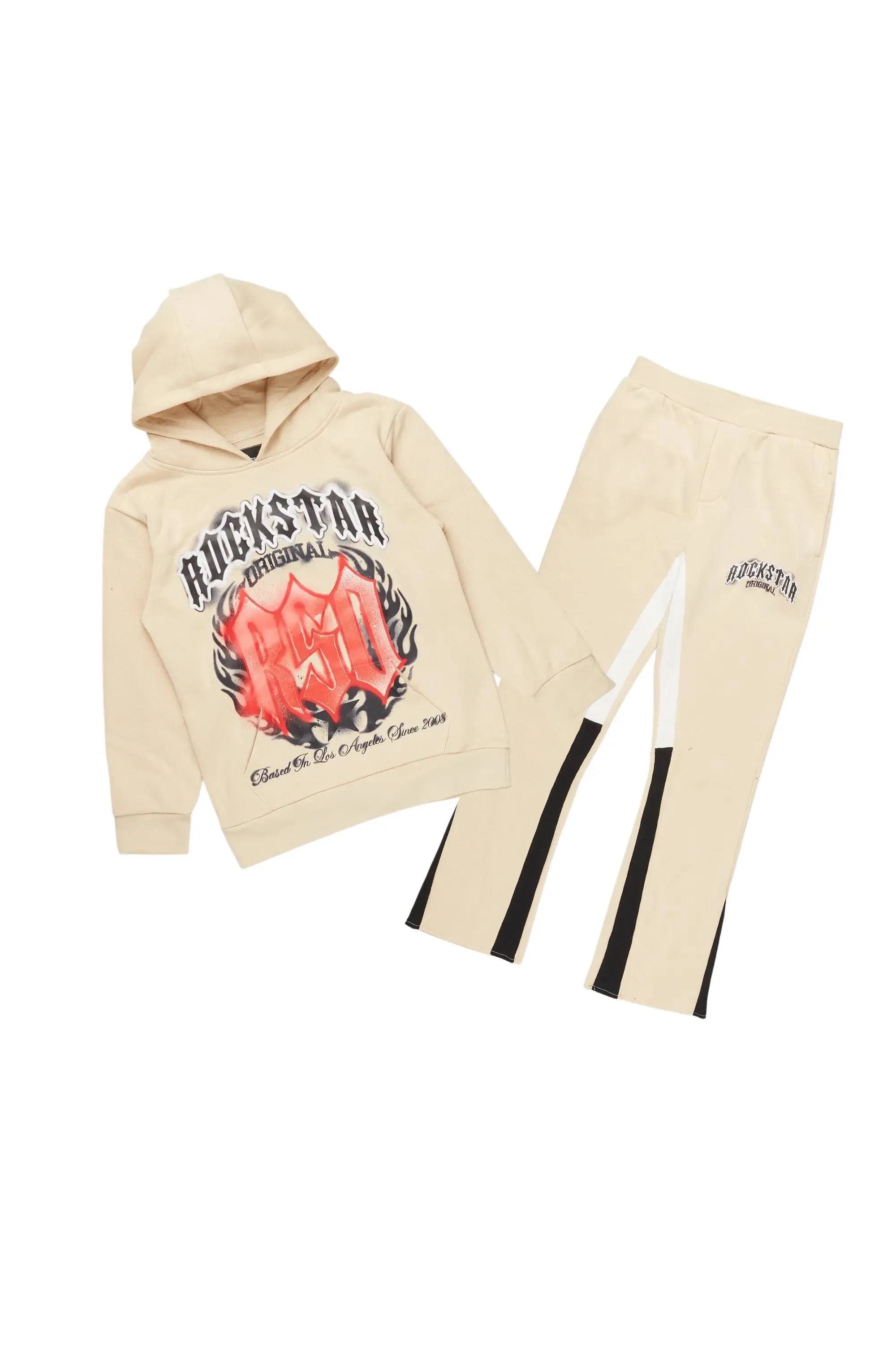 Boys Boaz Beige Stacked Track Set sold by Rockstar Original