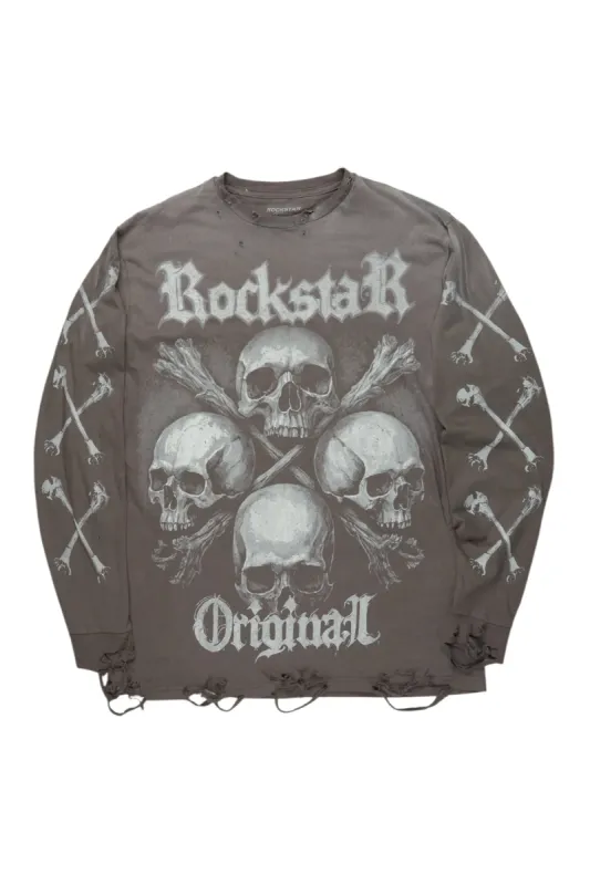 Skulls Charcoal Long Sleeve Graphic T-Shirt sold by Rockstar Original