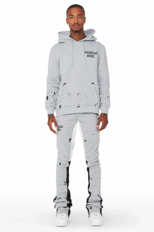 Raffer Grey/White Hoodie/Stacked Flare Pant Set sold by Rockstar Original