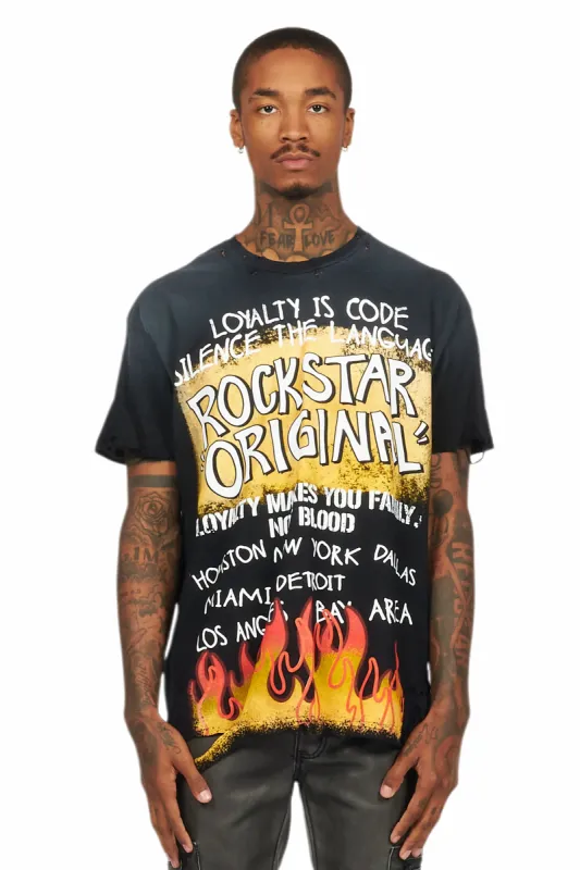 Beno Black/Yellow Oversized Graphic T-Shirt sold by Rockstar Original