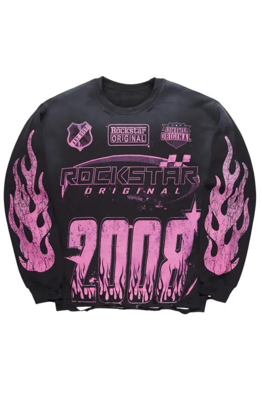 Amos Black/Pink Graphic Crewneck sold by Rockstar Original