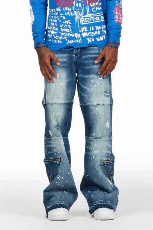 Grib Blue Bleach Baggy Jeans sold by Rockstar Original