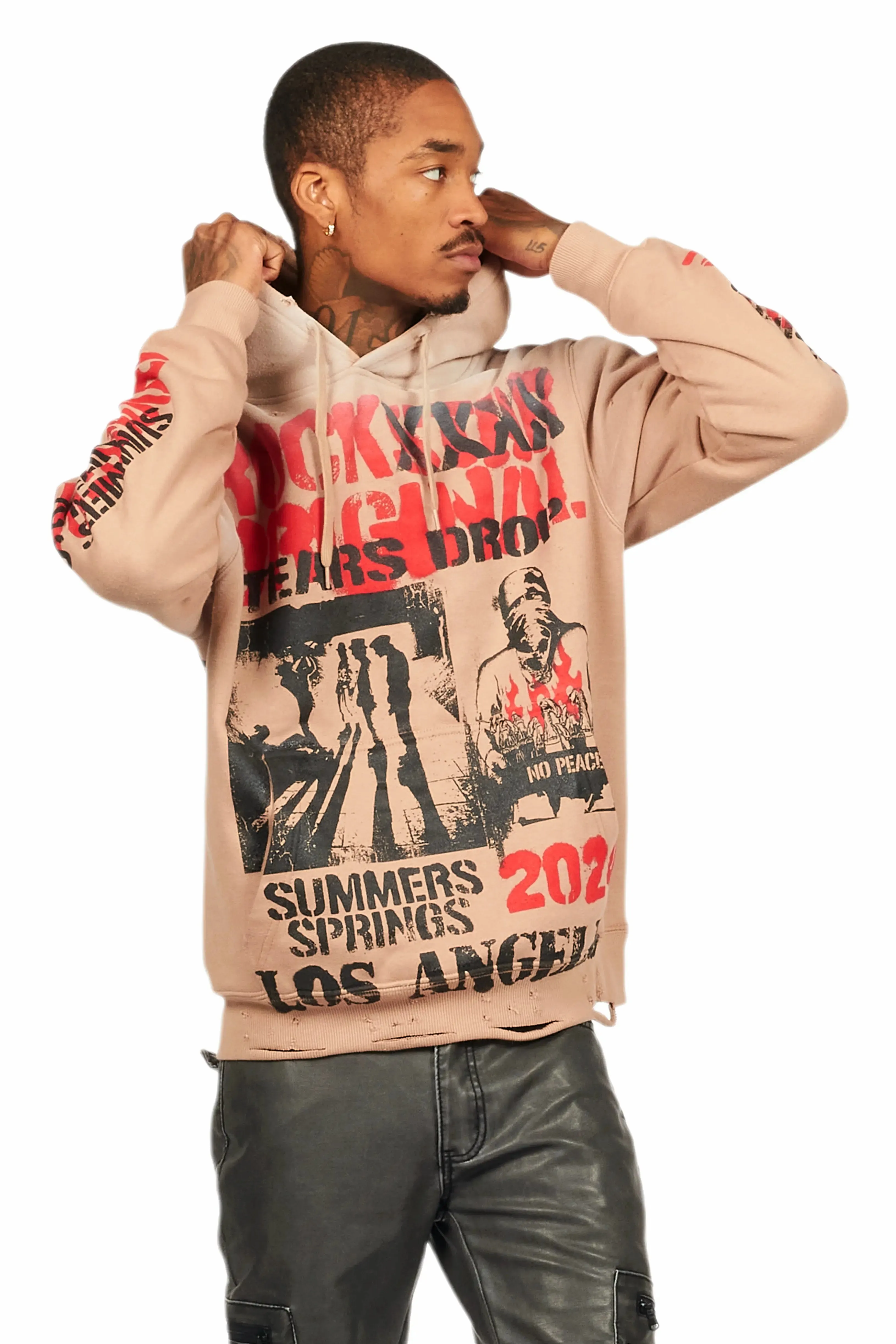 Omer Khaki Distressed Graphic Hoodie sold by Rockstar Original product image thumbnail 5