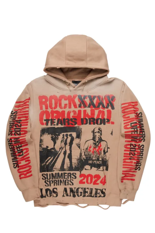 Omer Khaki Distressed Graphic Hoodie sold by Rockstar Original