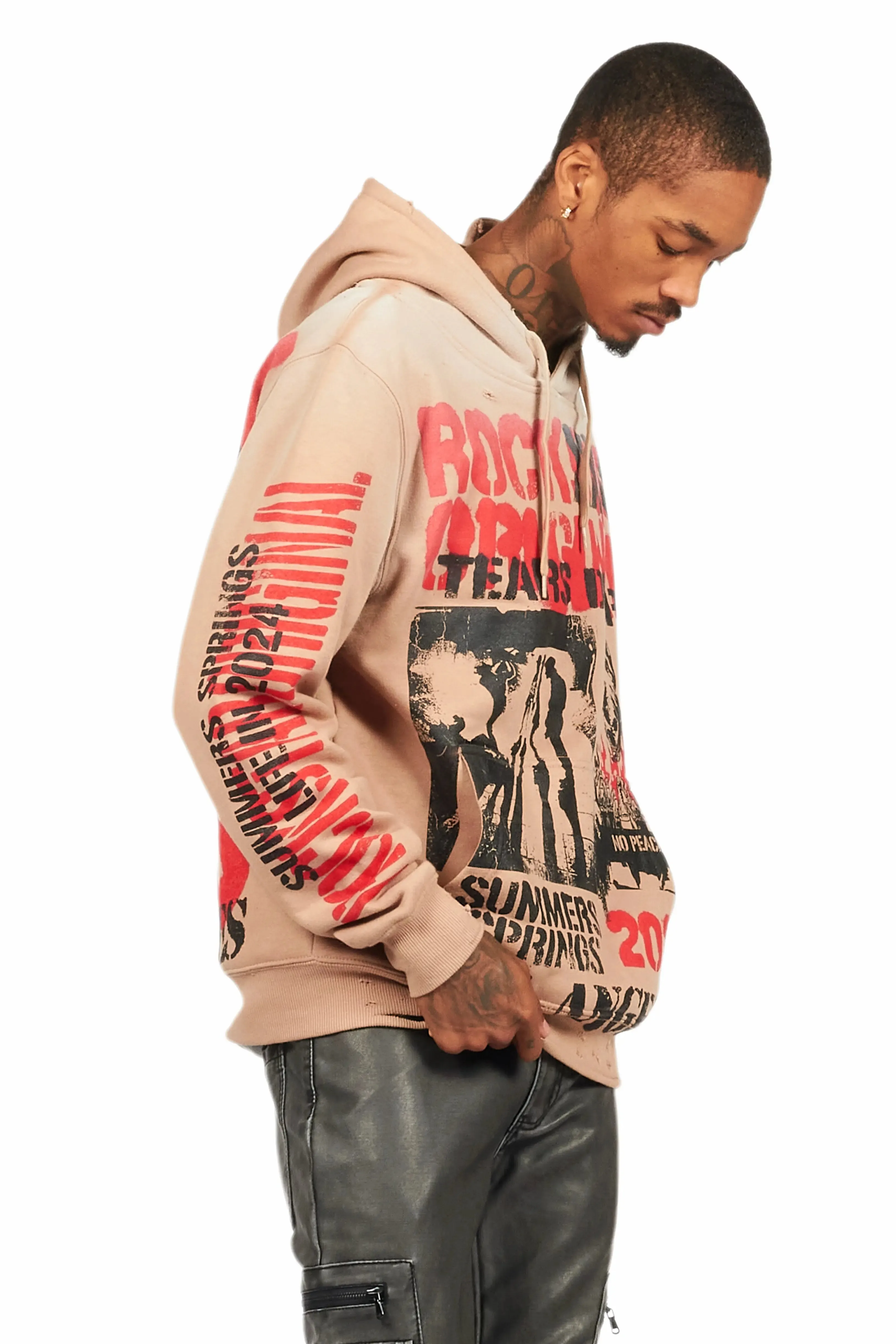 Omer Khaki Distressed Graphic Hoodie sold by Rockstar Original product image thumbnail 4