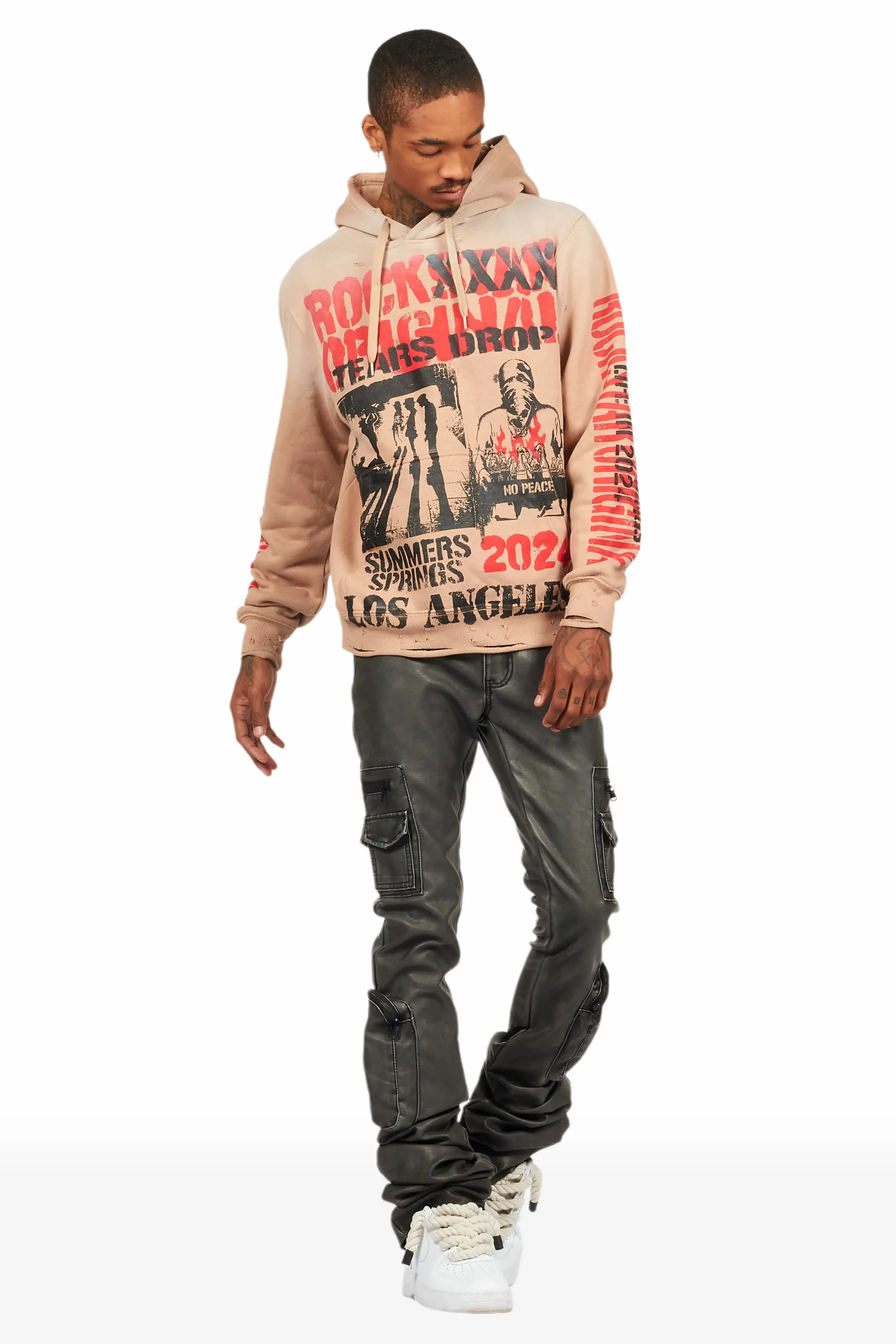 Omer Khaki Distressed Graphic Hoodie sold by Rockstar Original product image thumbnail 3