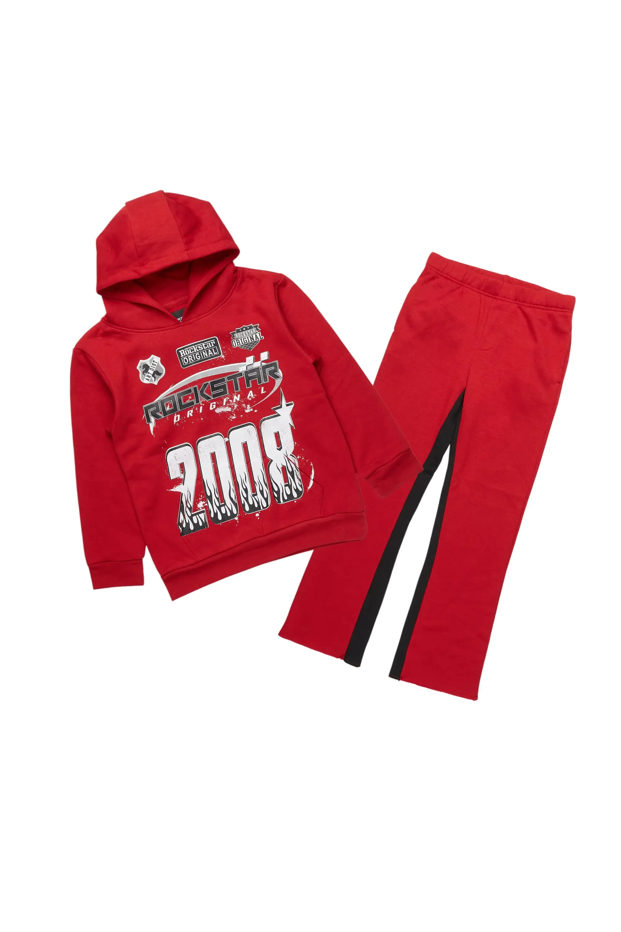 Boys Amos Burgundy Baggy Stacked Track Set sold by Rockstar Original