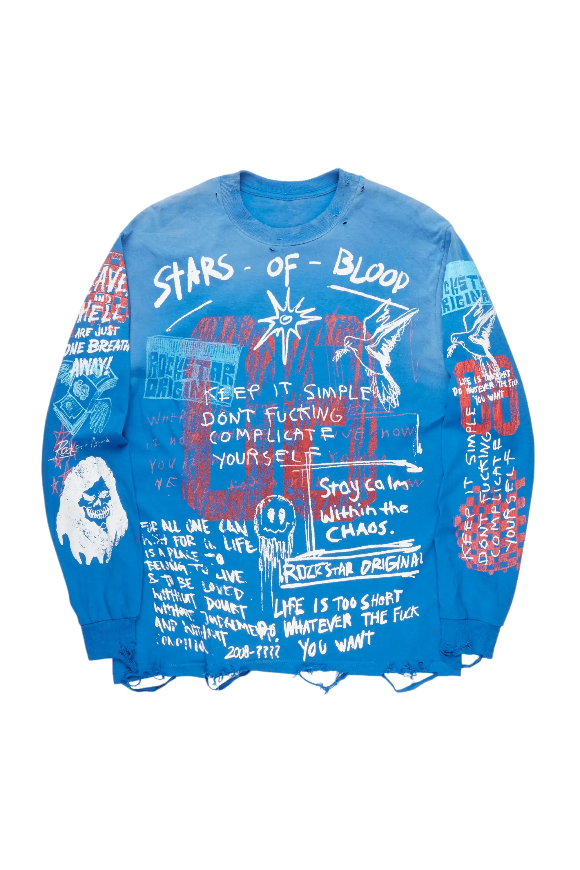 Gabin Royal Blue Long Sleeve Graphic T-Shirt sold by Rockstar Original