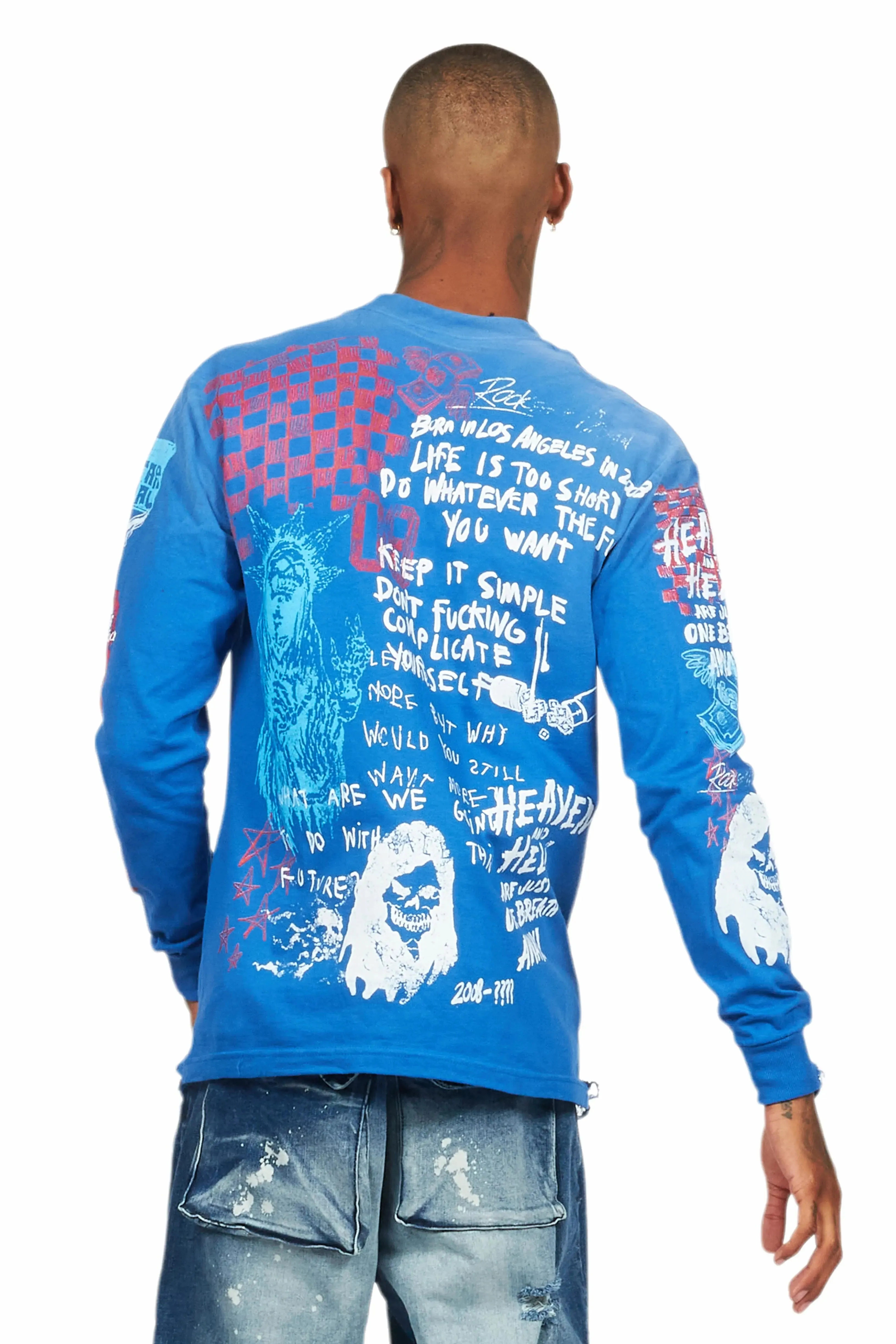 Gabin Royal Blue Long Sleeve Graphic T-Shirt sold by Rockstar Original product image thumbnail 4