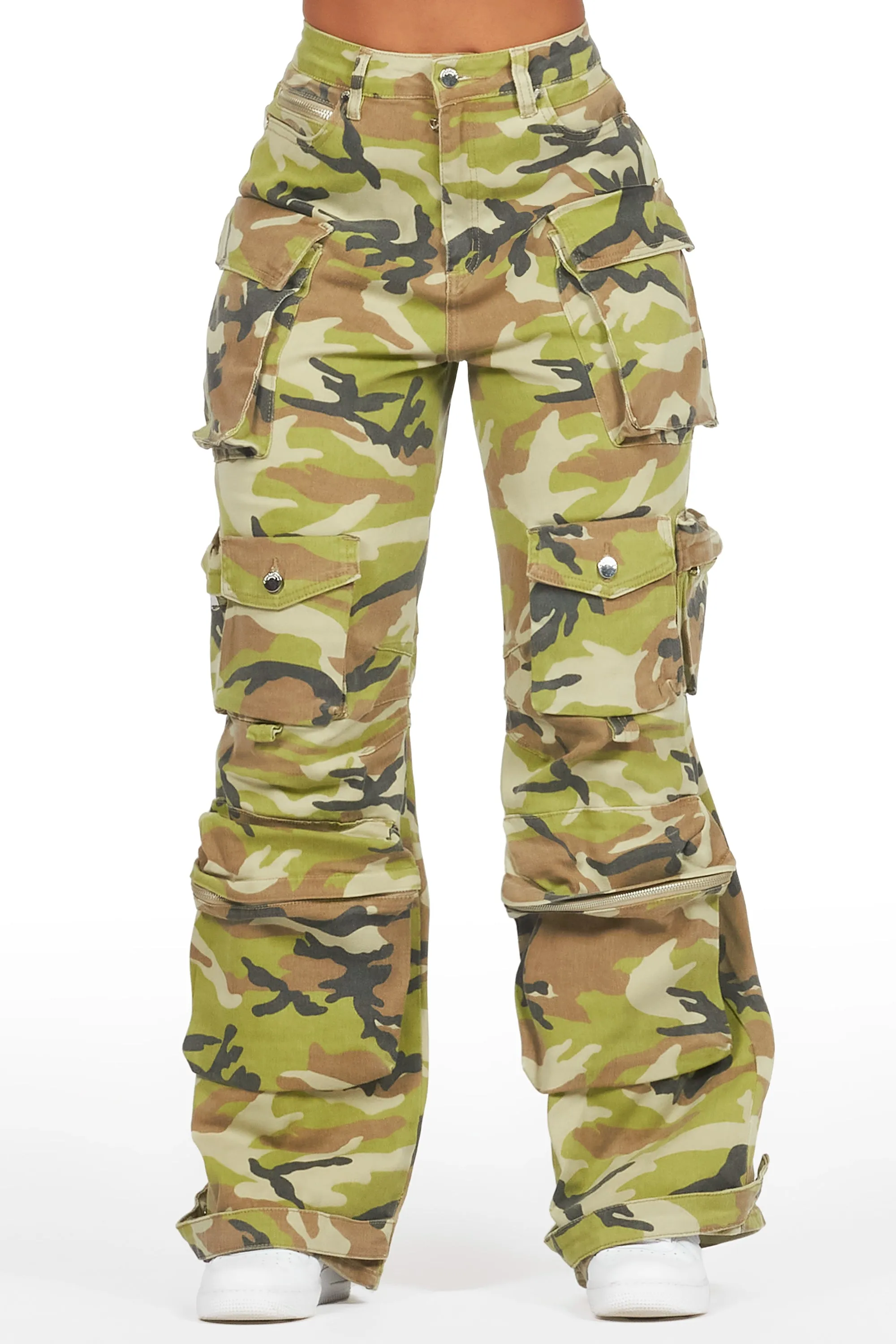 Nakia Green Camo Cargo Wide Leg Jean sold by Rockstar Original