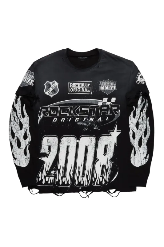 Amos Black/White Graphic Crewneck sold by Rockstar Original