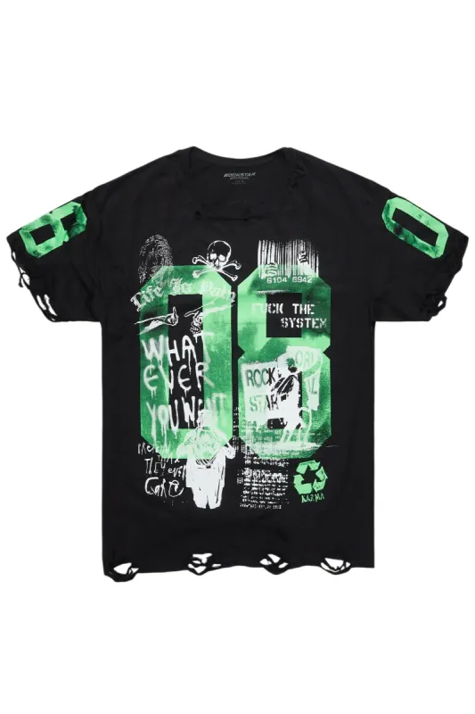 Grill Black/Green Graphic Oversized T-Shirt sold by Rockstar Original