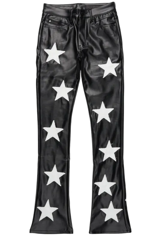 Steen Black PU Stacked Flare Jean sold by Rockstar Original