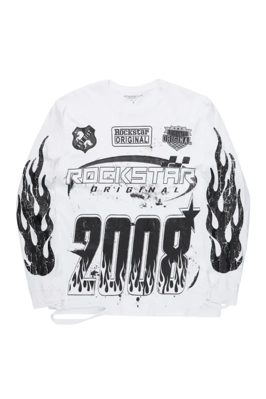 Amos White/Black Long Sleeve Graphic T-Shirt sold by Rockstar Original